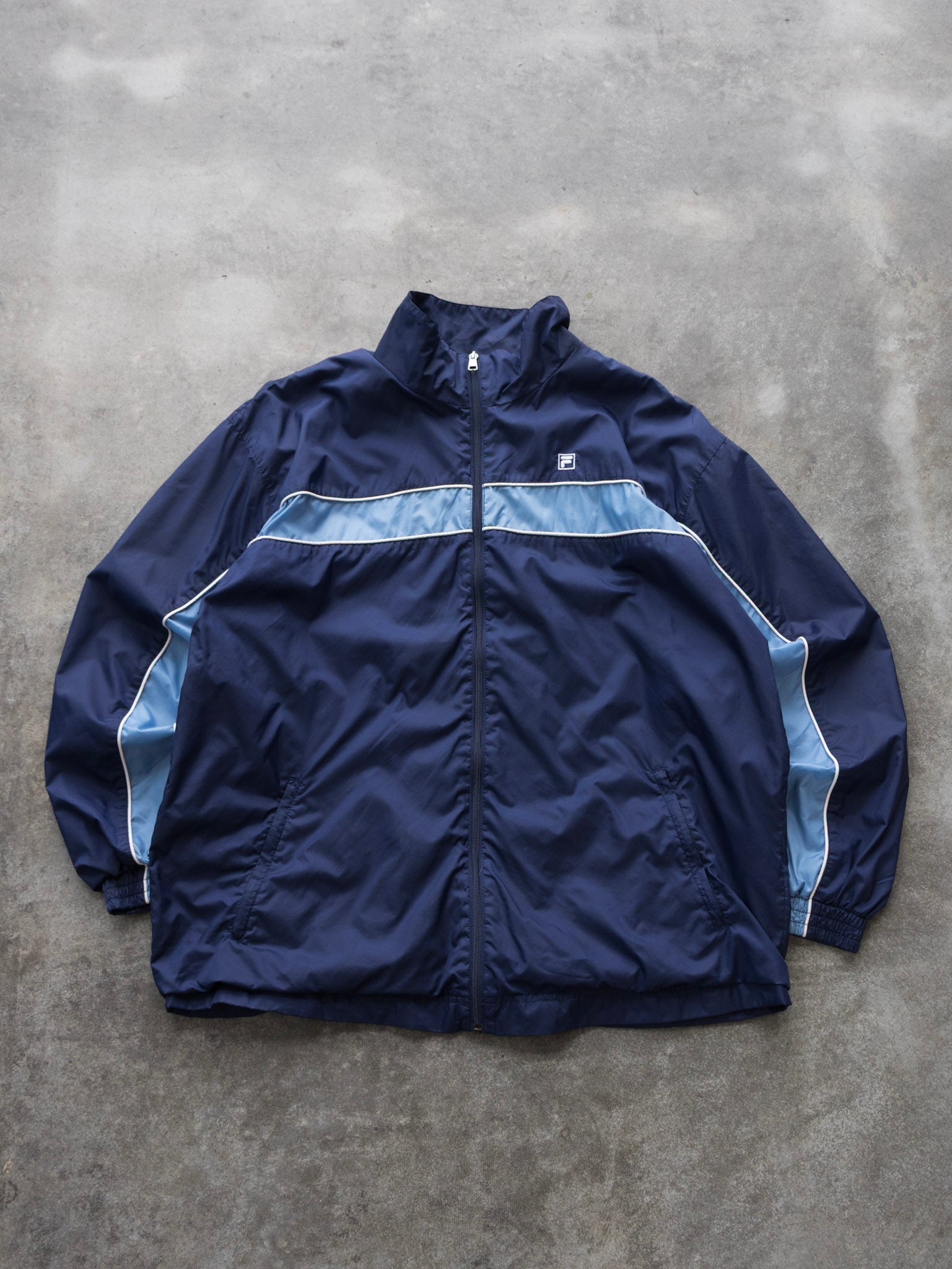 Vintage Navy Fila Track Jacket (XL)