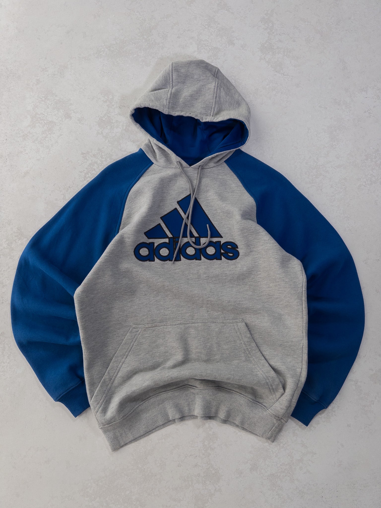 Vintage Adidas Grey/Blue Hoodie (S)