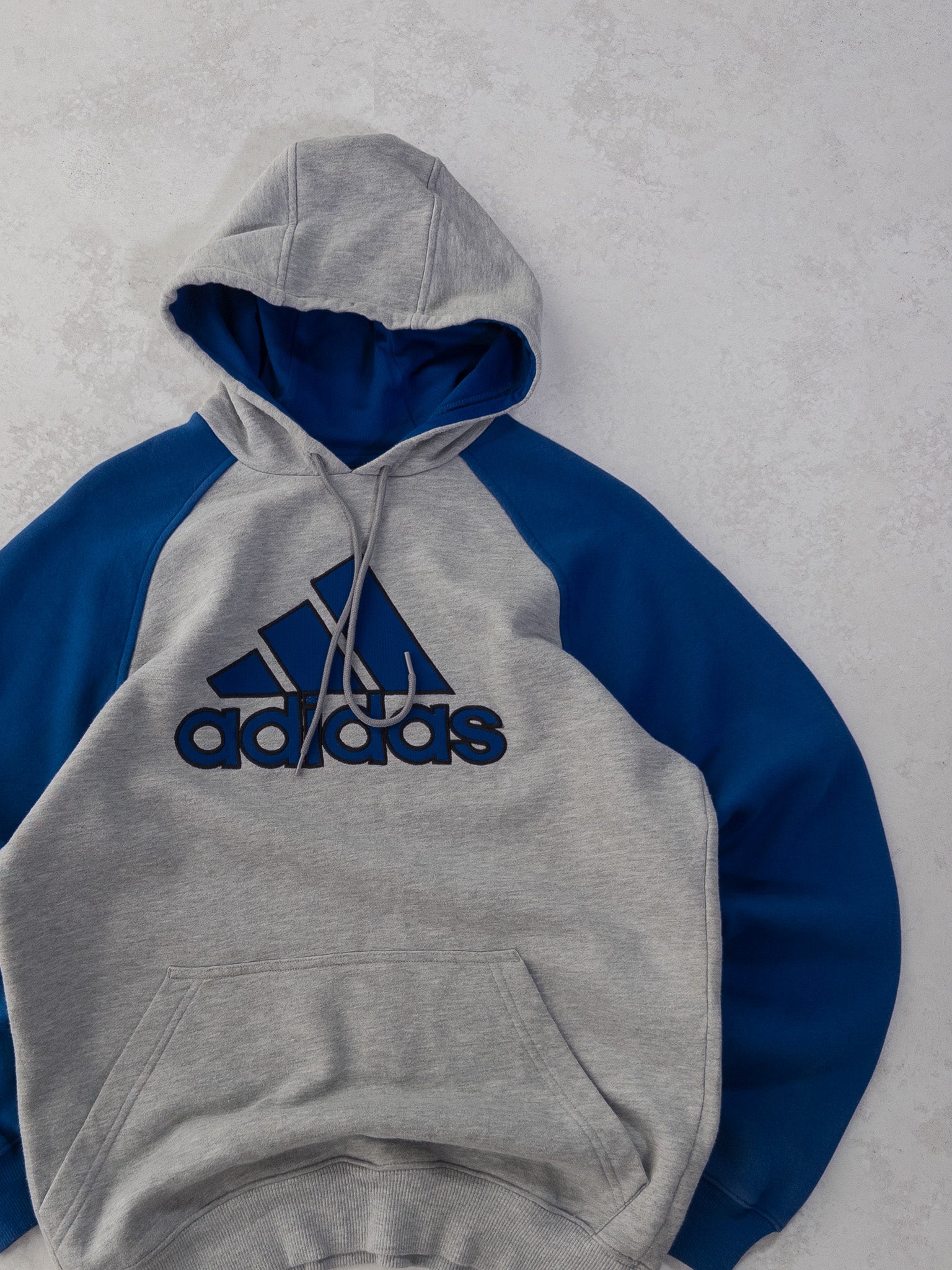 Vintage Adidas Grey/Blue Hoodie (S)