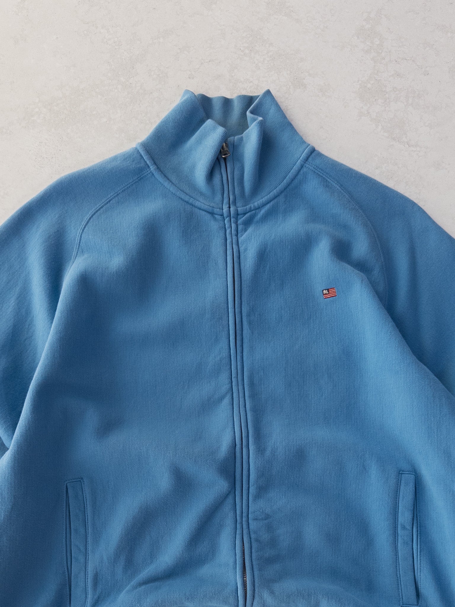 Vintage Ralph Lauren Sky Blue Zip Sweatshirt (L)