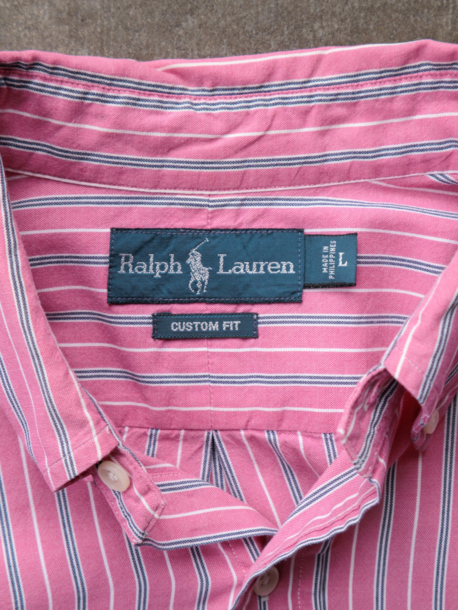 Vintage 00s Pink Striped Ralph Lauren Shirt (L)