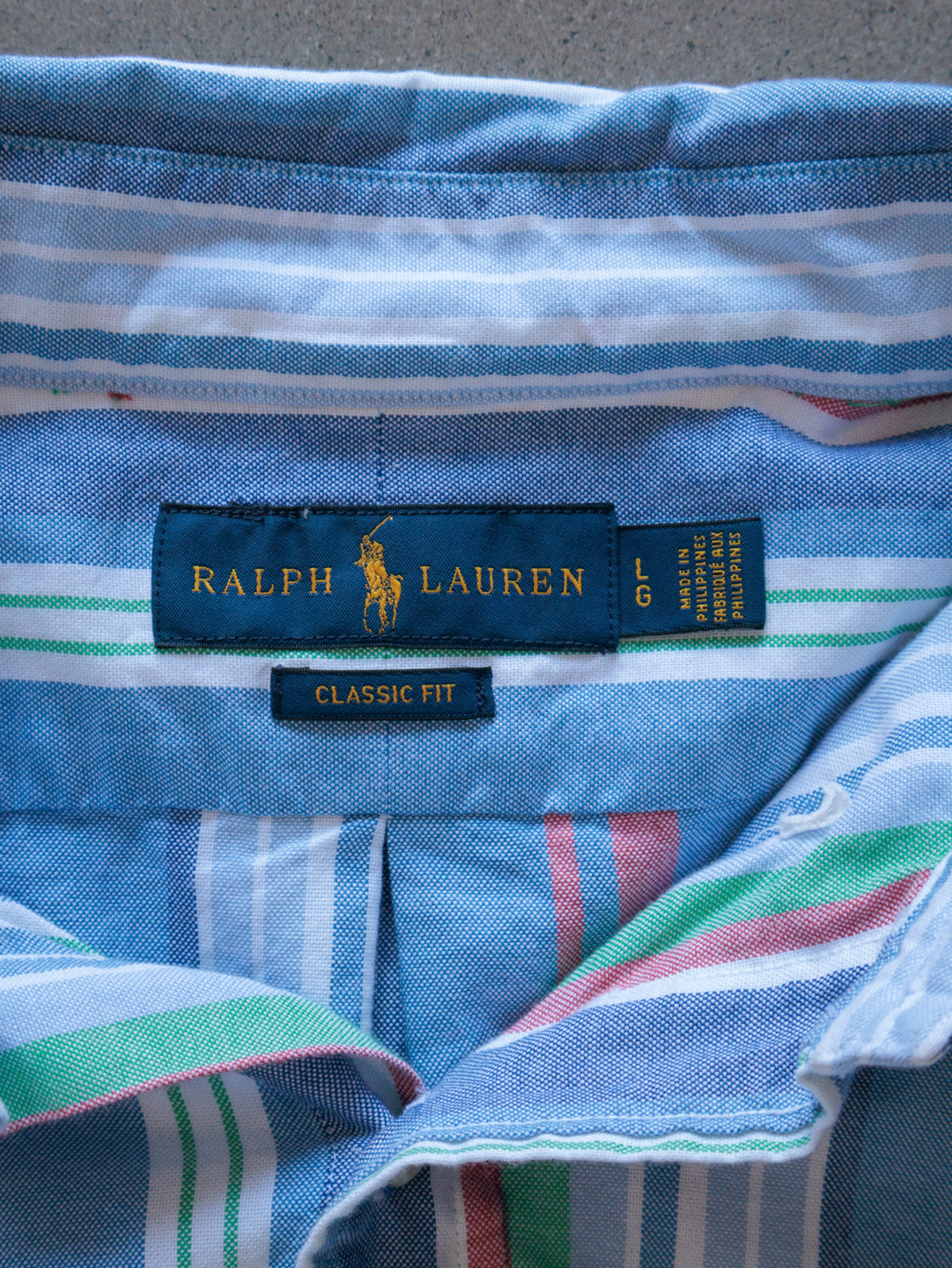 Vintage Blue Striped Ralph Lauren Shirt (L)