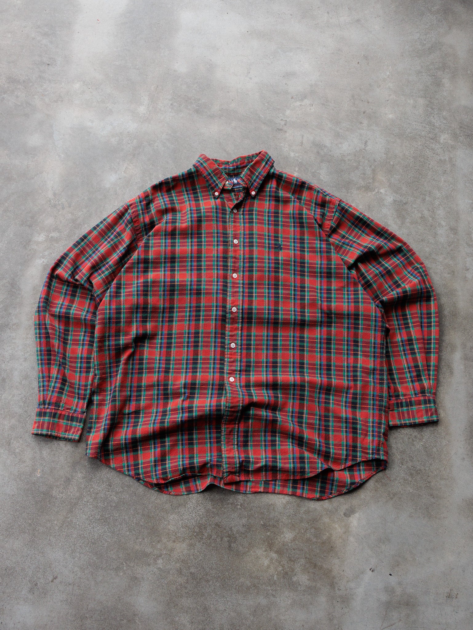Vintage 90s Red Tartan Ralph Lauren Shirt (XL)