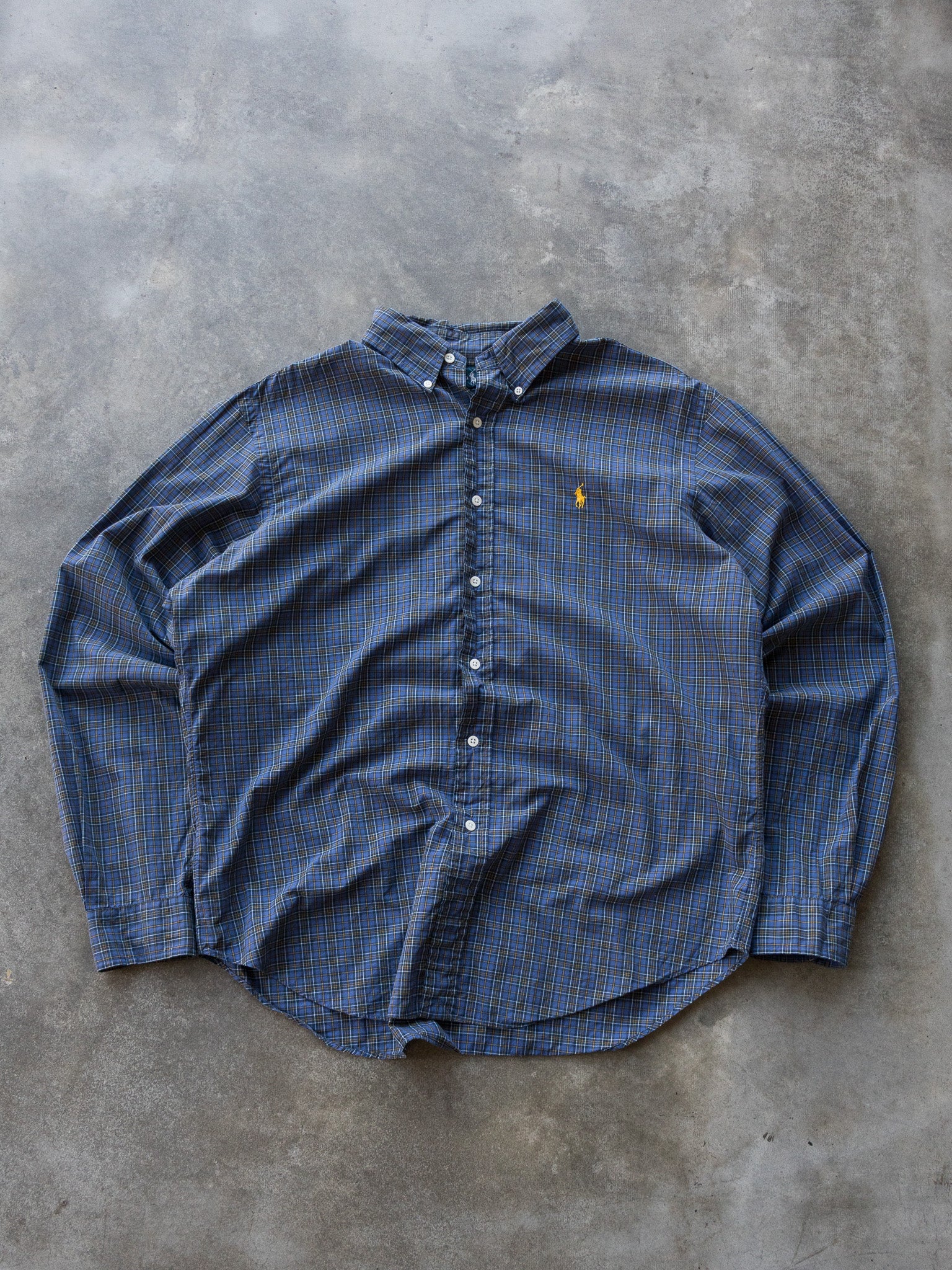 Vintage Blue & Yellow Ralph Lauren Check Shirt (L)