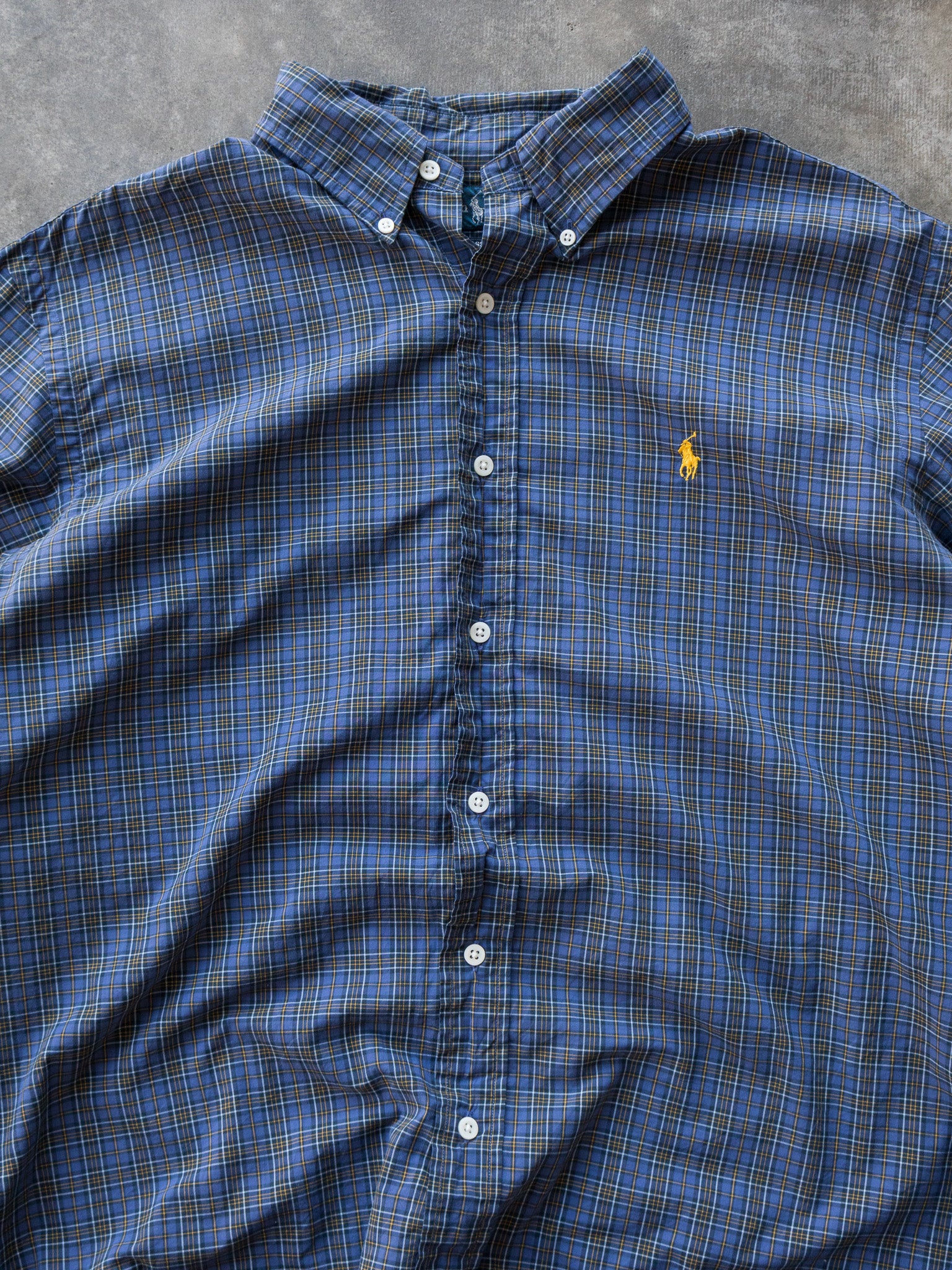 Vintage Blue & Yellow Ralph Lauren Check Shirt (L)