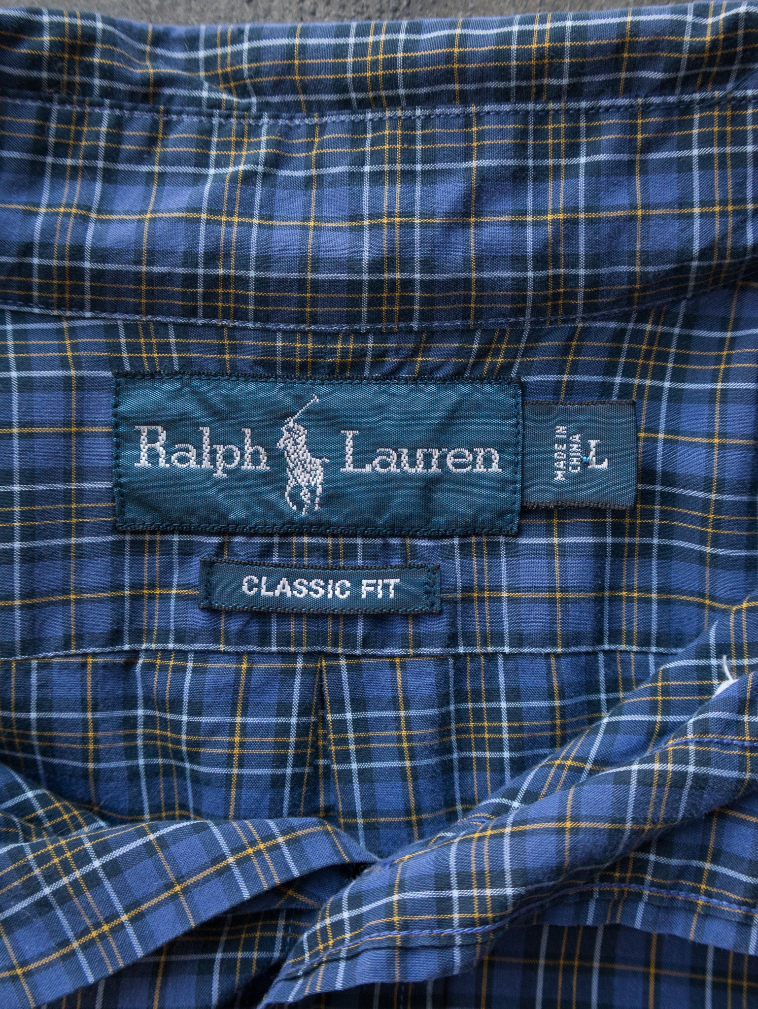Vintage Blue & Yellow Ralph Lauren Check Shirt (L)