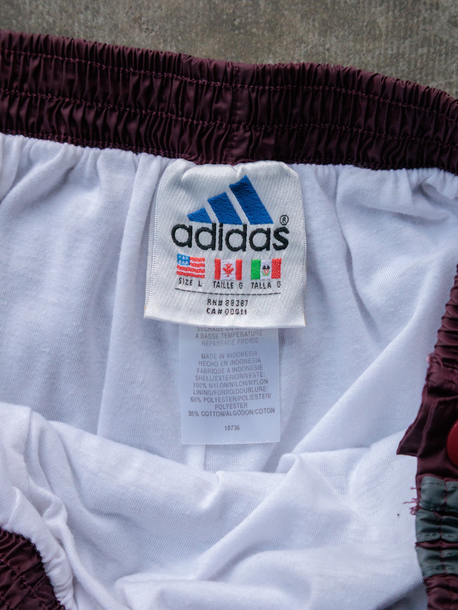 Vintage 90s Burgundy Adidas Track Pants (L)