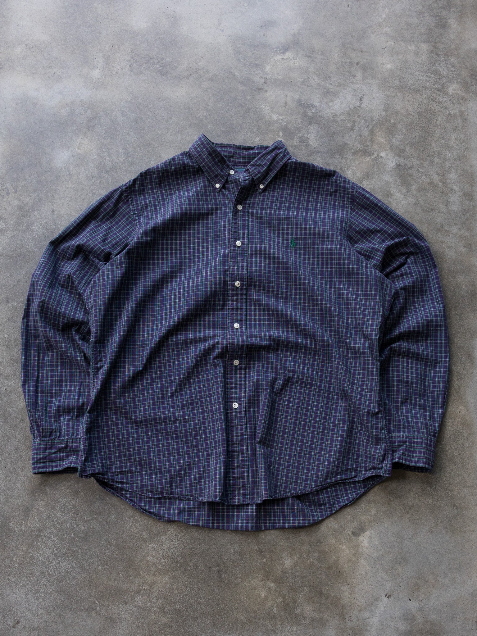 Vintage Blue & Green Ralph Lauren Check Shirt (XL)