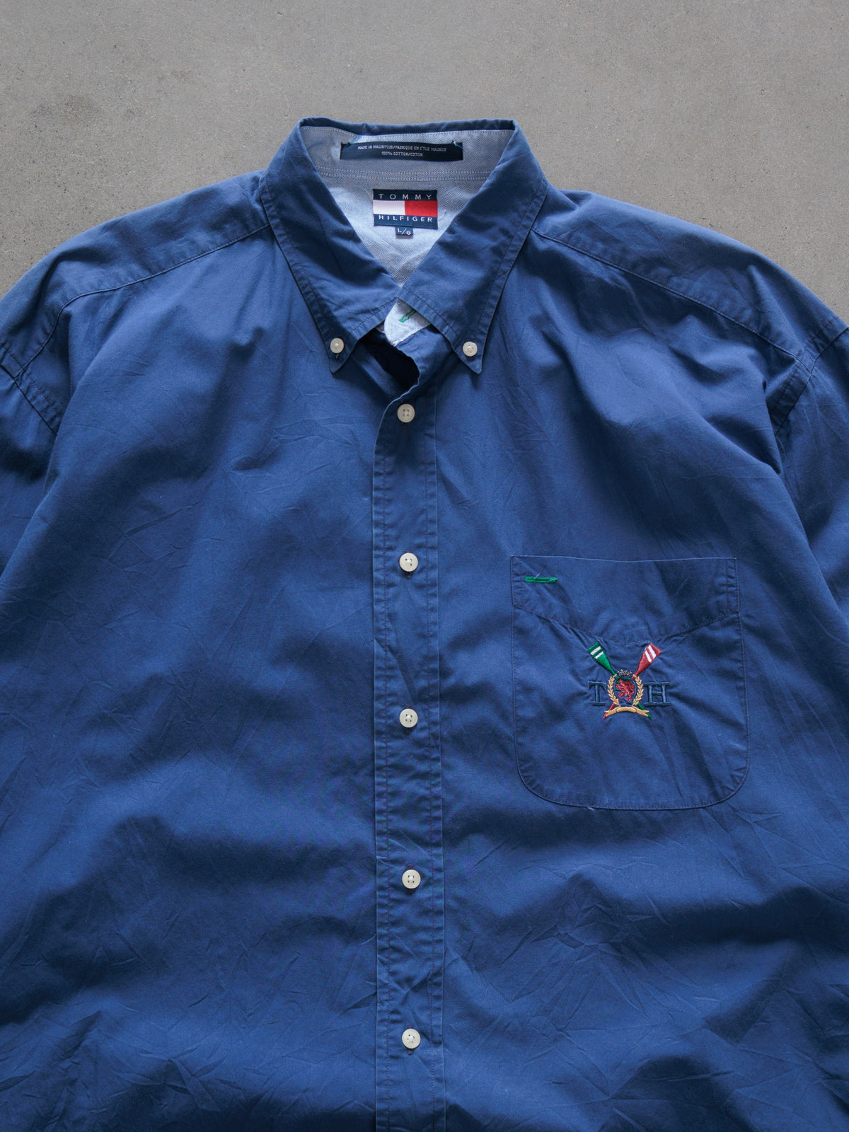 Vintage Navy Tommy Hilfiger Crest Shirt (L)