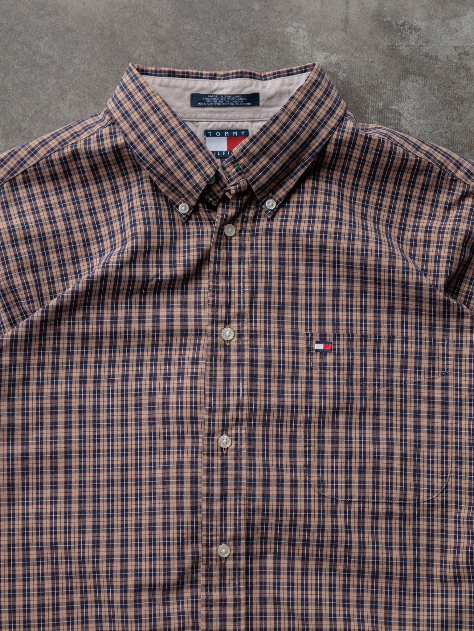 Vintage 00s Beige Plaid Tommy Hilfiger Shirt (XL)