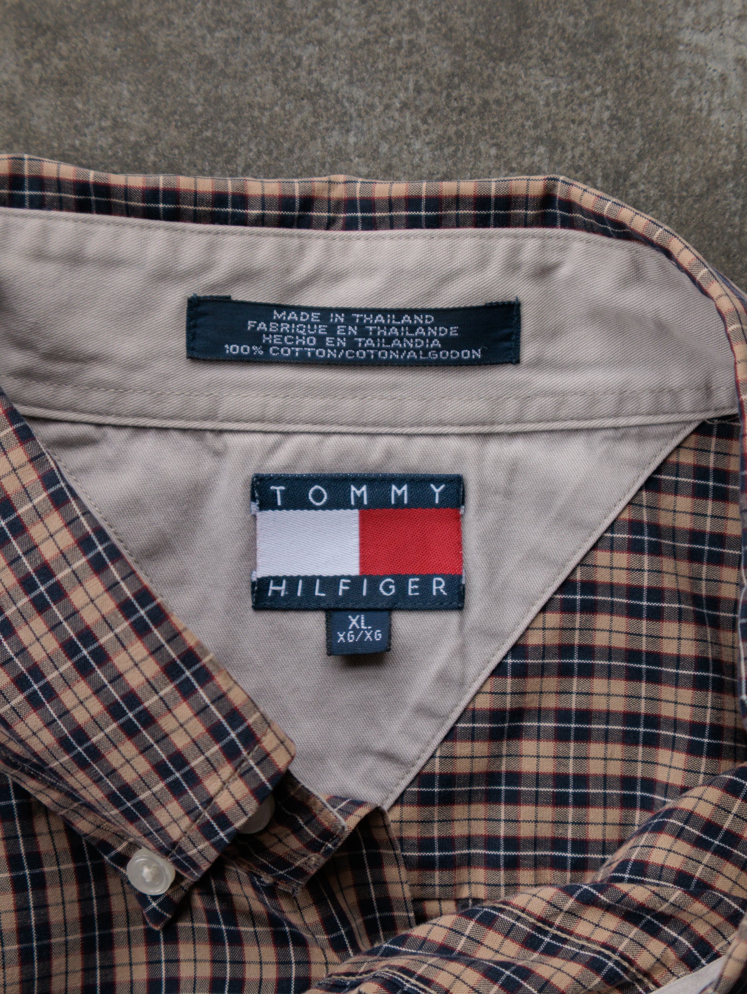 Vintage 00s Beige Plaid Tommy Hilfiger Shirt (XL)