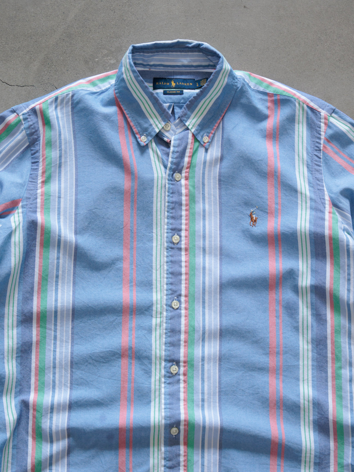 Vintage Blue Striped Ralph Lauren Shirt (L)