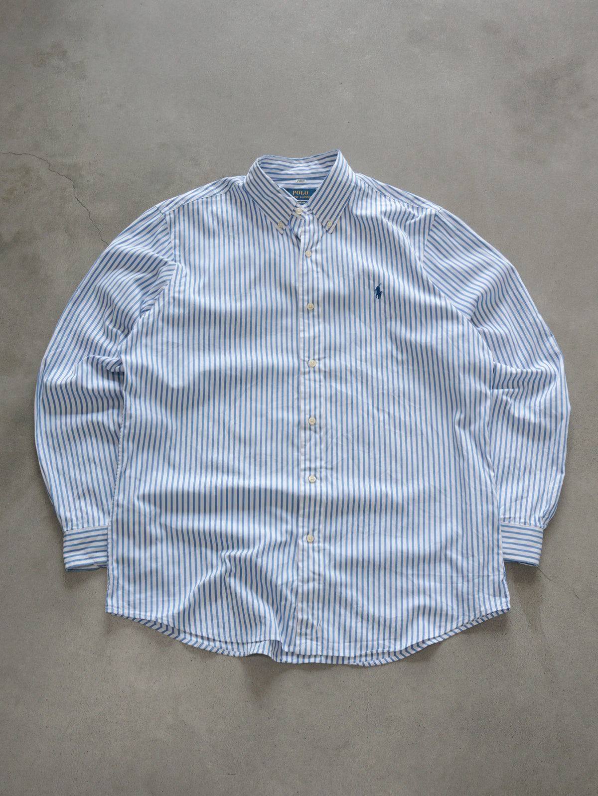 Vintage Blue Striped Polo Ralph Lauren Shirt (L)