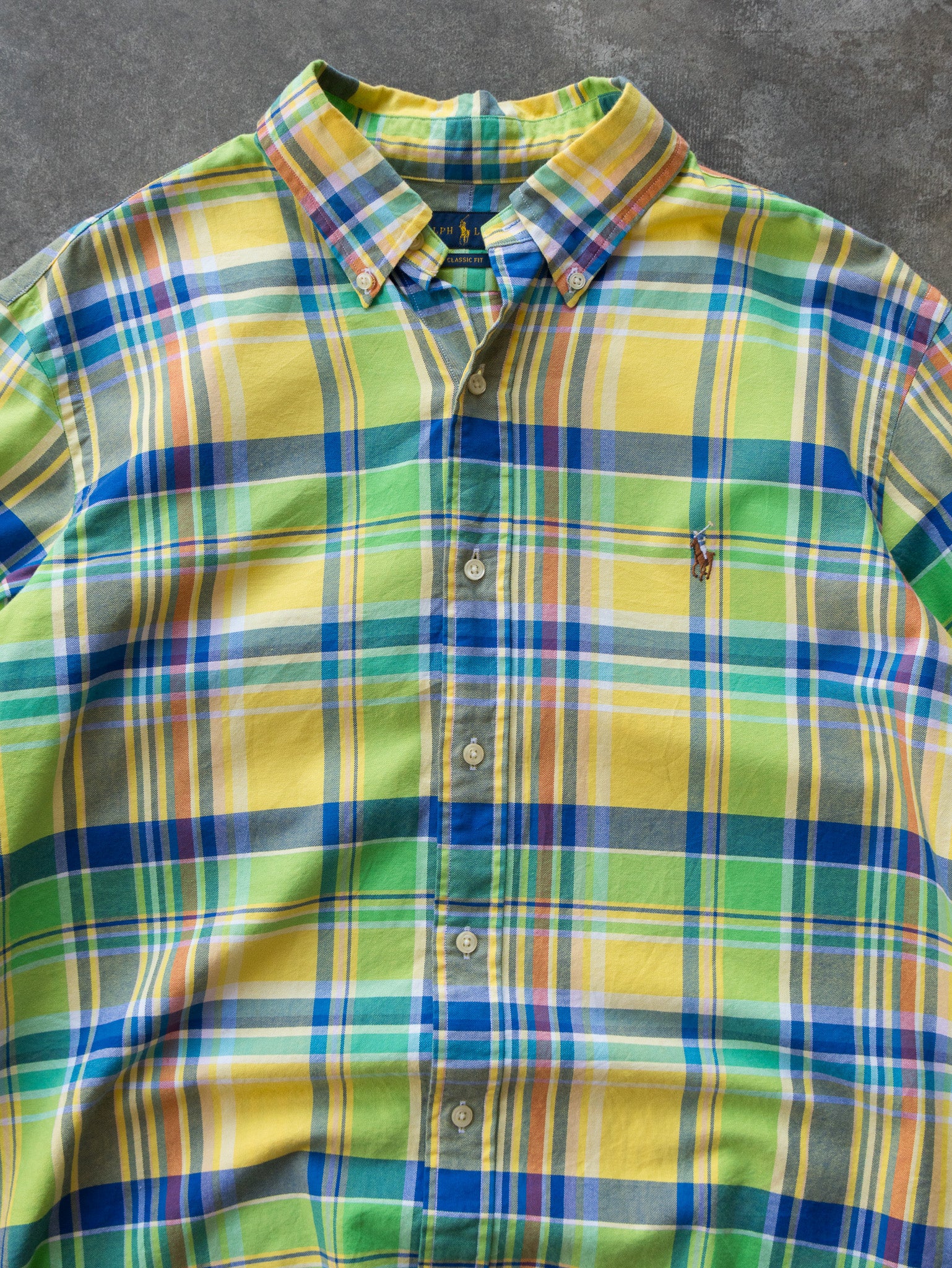 Vintage 00s Yellow & Green Ralph Lauren Plaid Shirt (L)