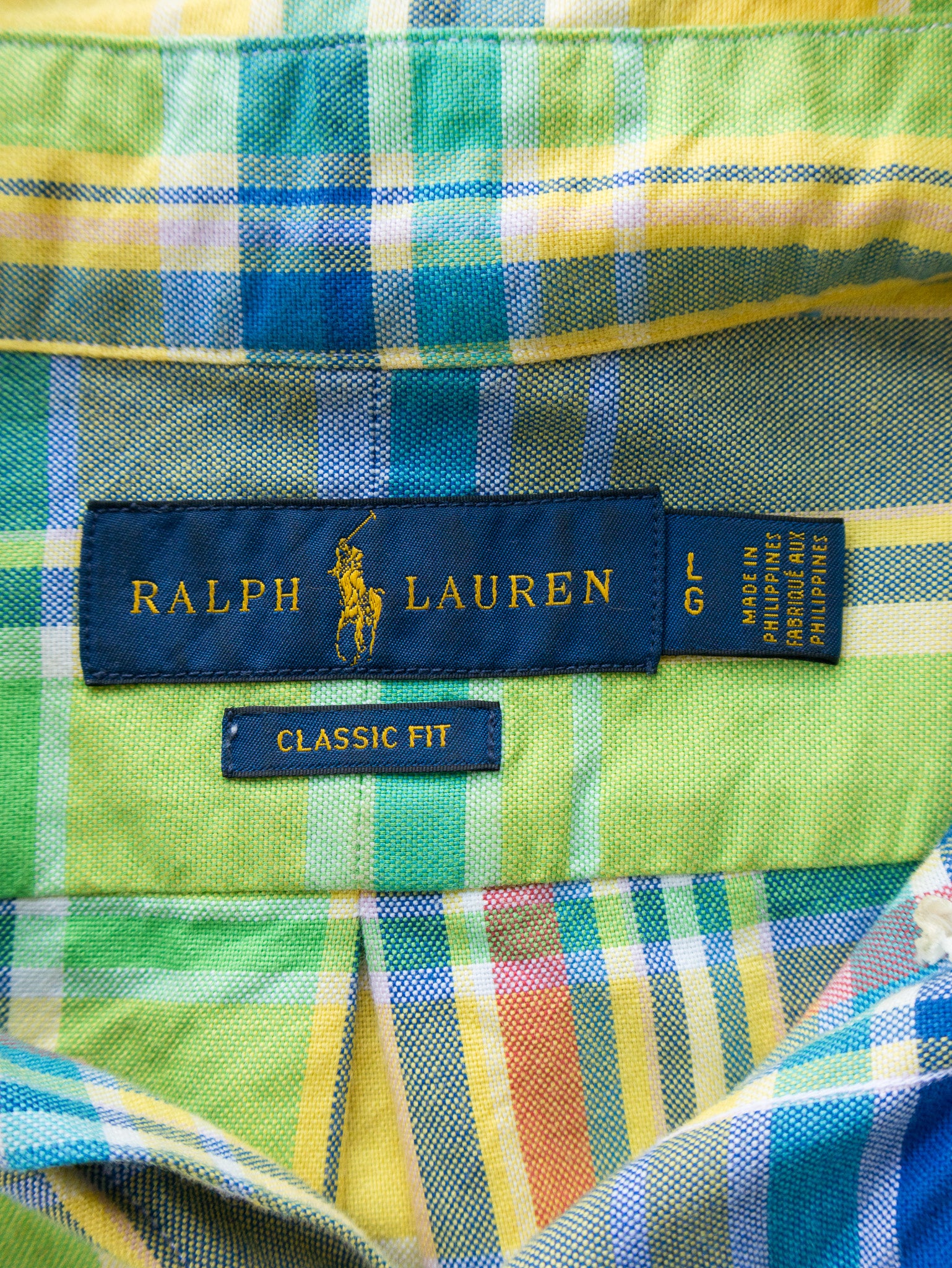 Vintage 00s Yellow & Green Ralph Lauren Plaid Shirt (L)