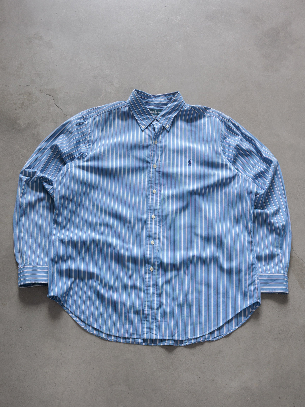 Vintage 00s Blue Striped Ralph Lauren Shirt (XL)