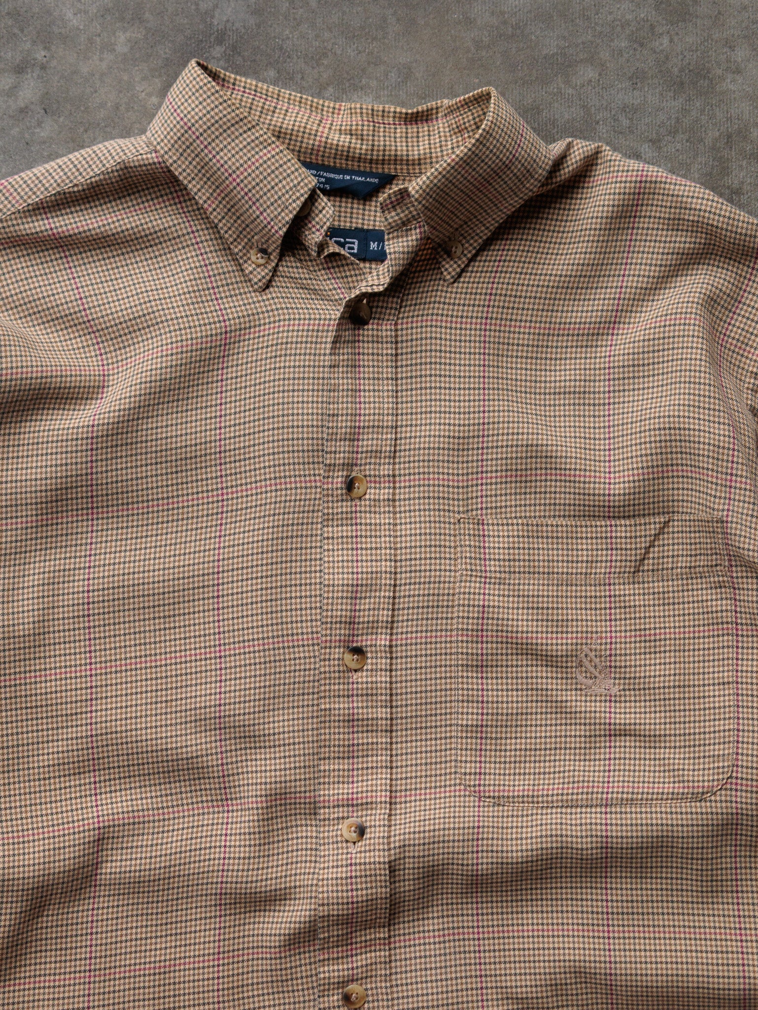 Vintage 00s Beige Tattersall Nautica Shirt (M)