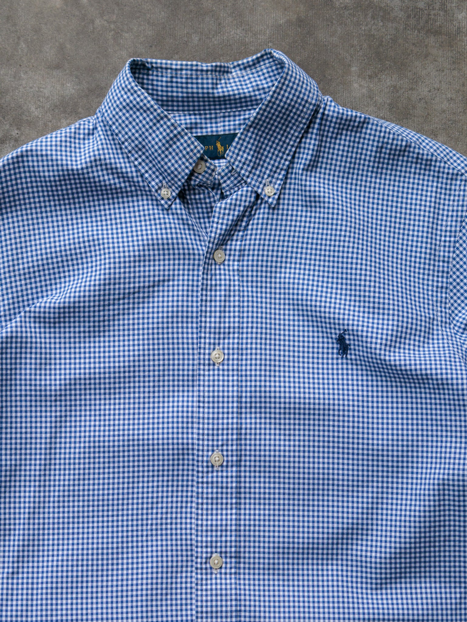 Vintage Blue Gingham Ralph Lauren Shirt (L)