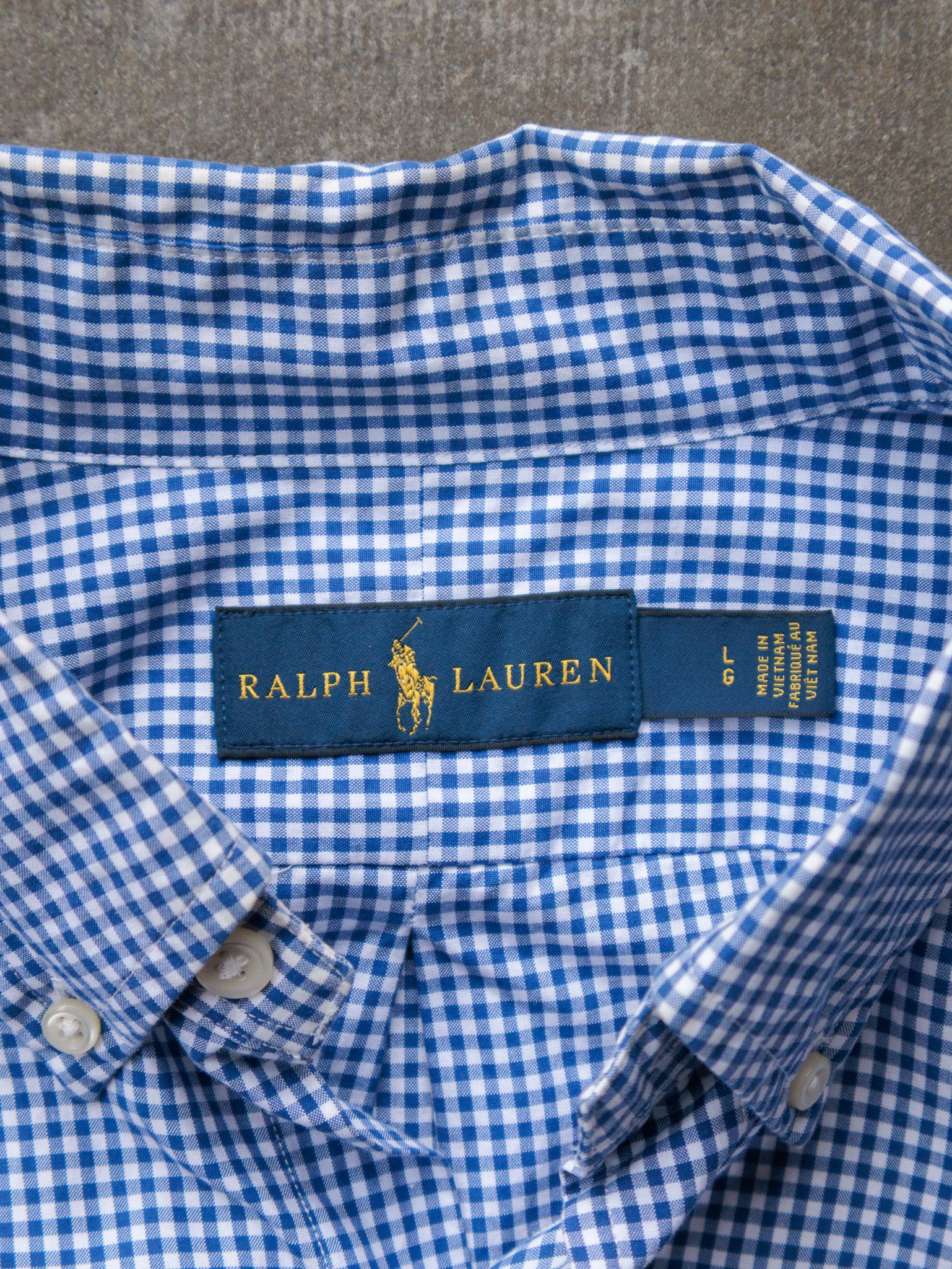 Vintage Blue Gingham Ralph Lauren Shirt (L)