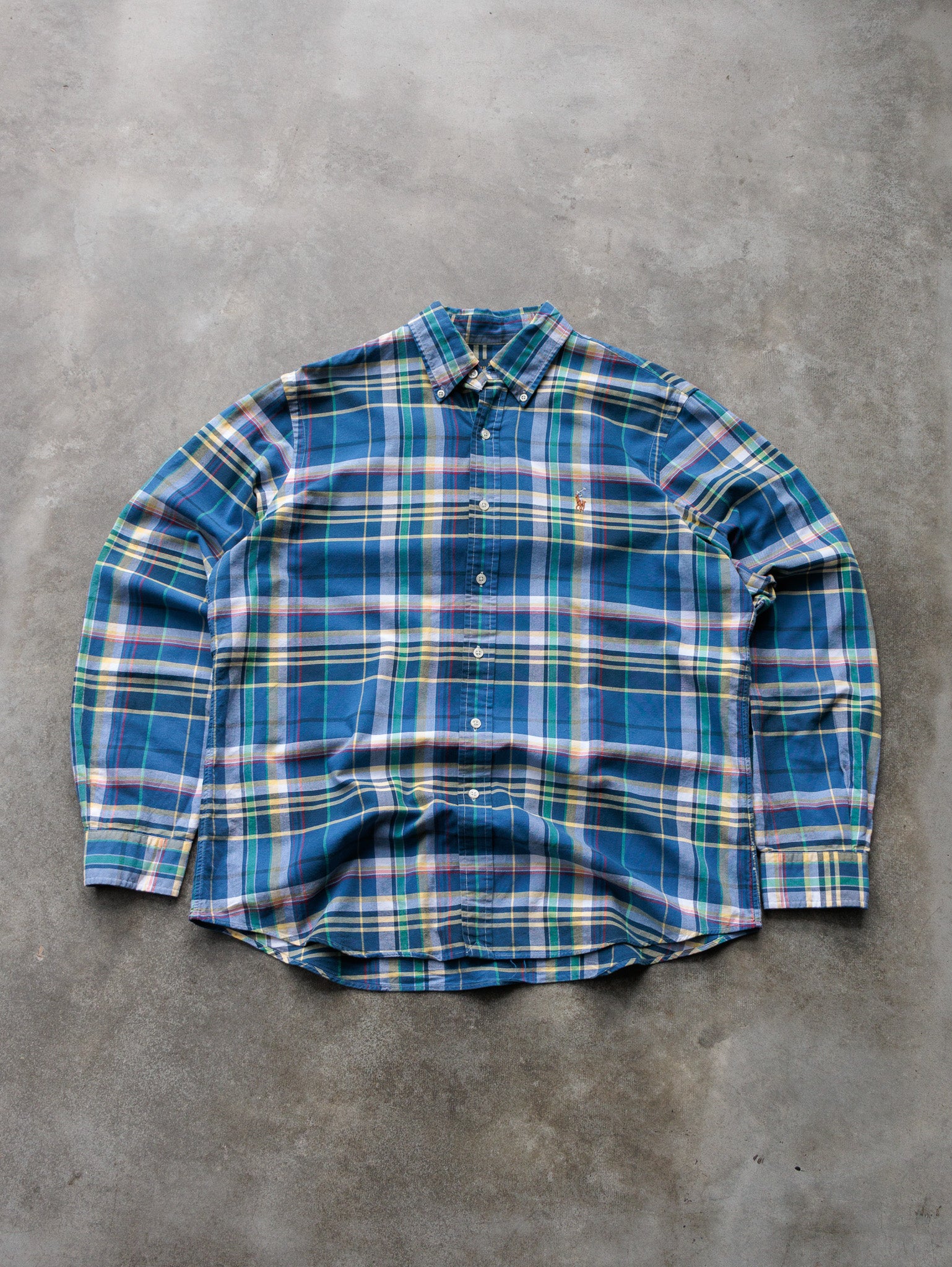 Vintage Blue Plaid Ralph Lauren Shirt (L)