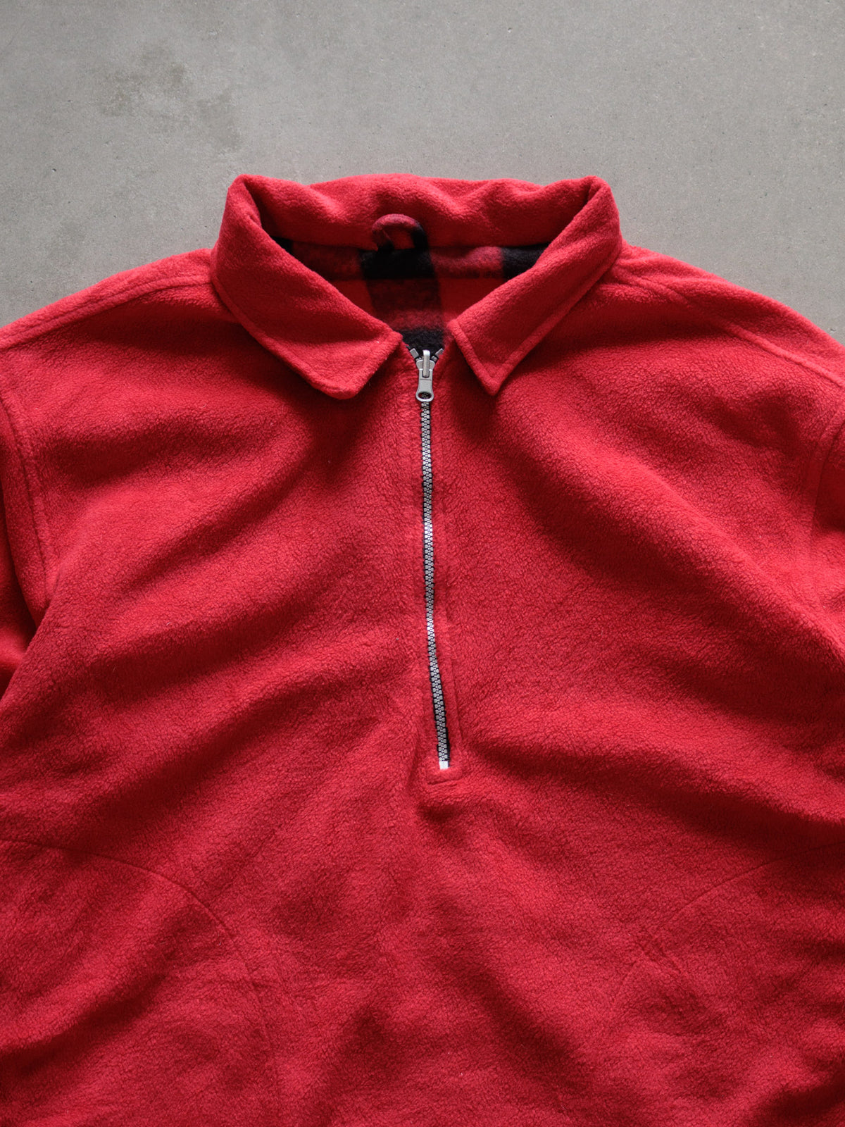 Vintage 90s Red Plaid Marlboro Reversible Fleece Quarter Zip (-)