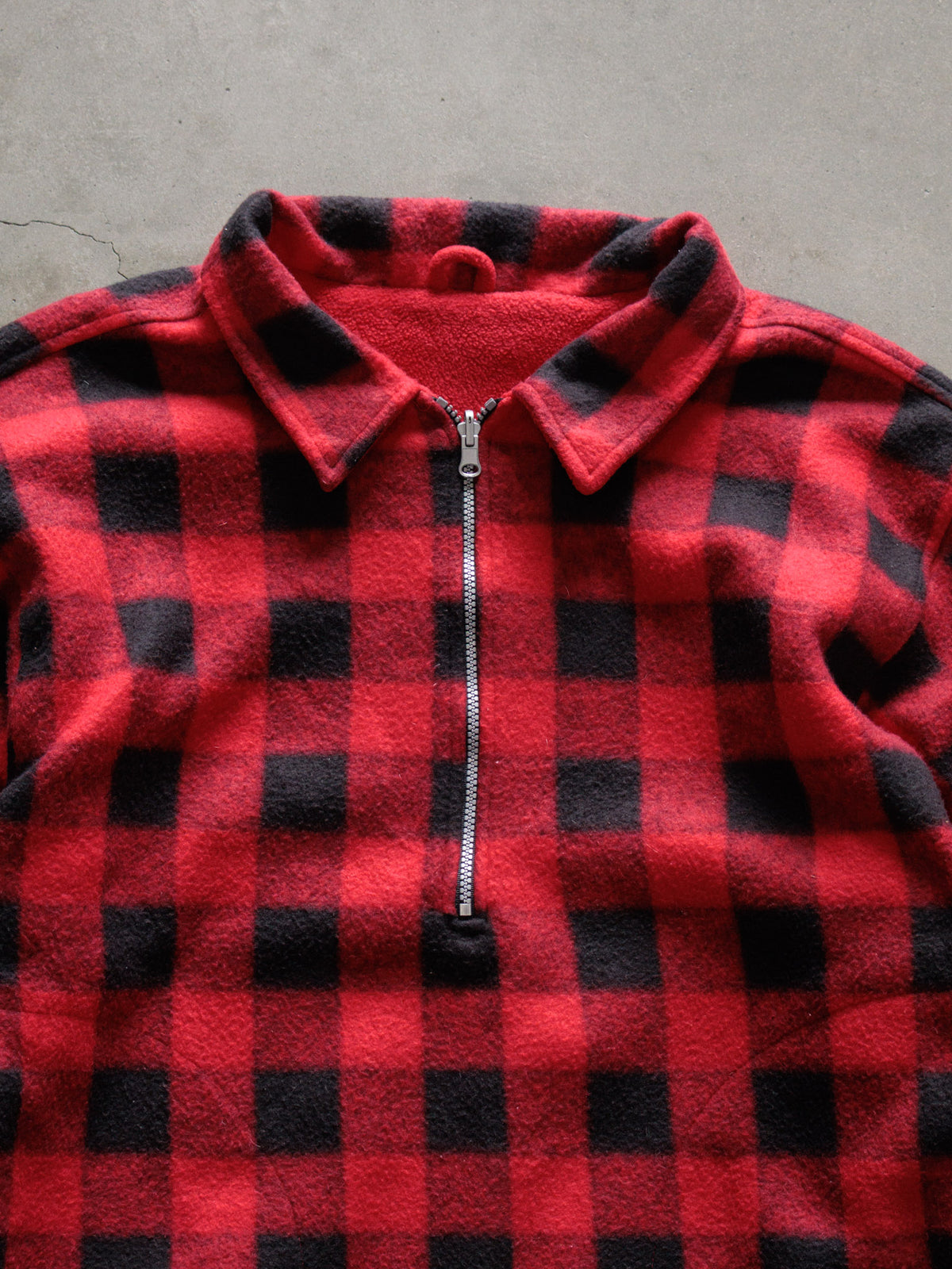 Vintage 90s Red Plaid Marlboro Reversible Fleece Quarter Zip (-)