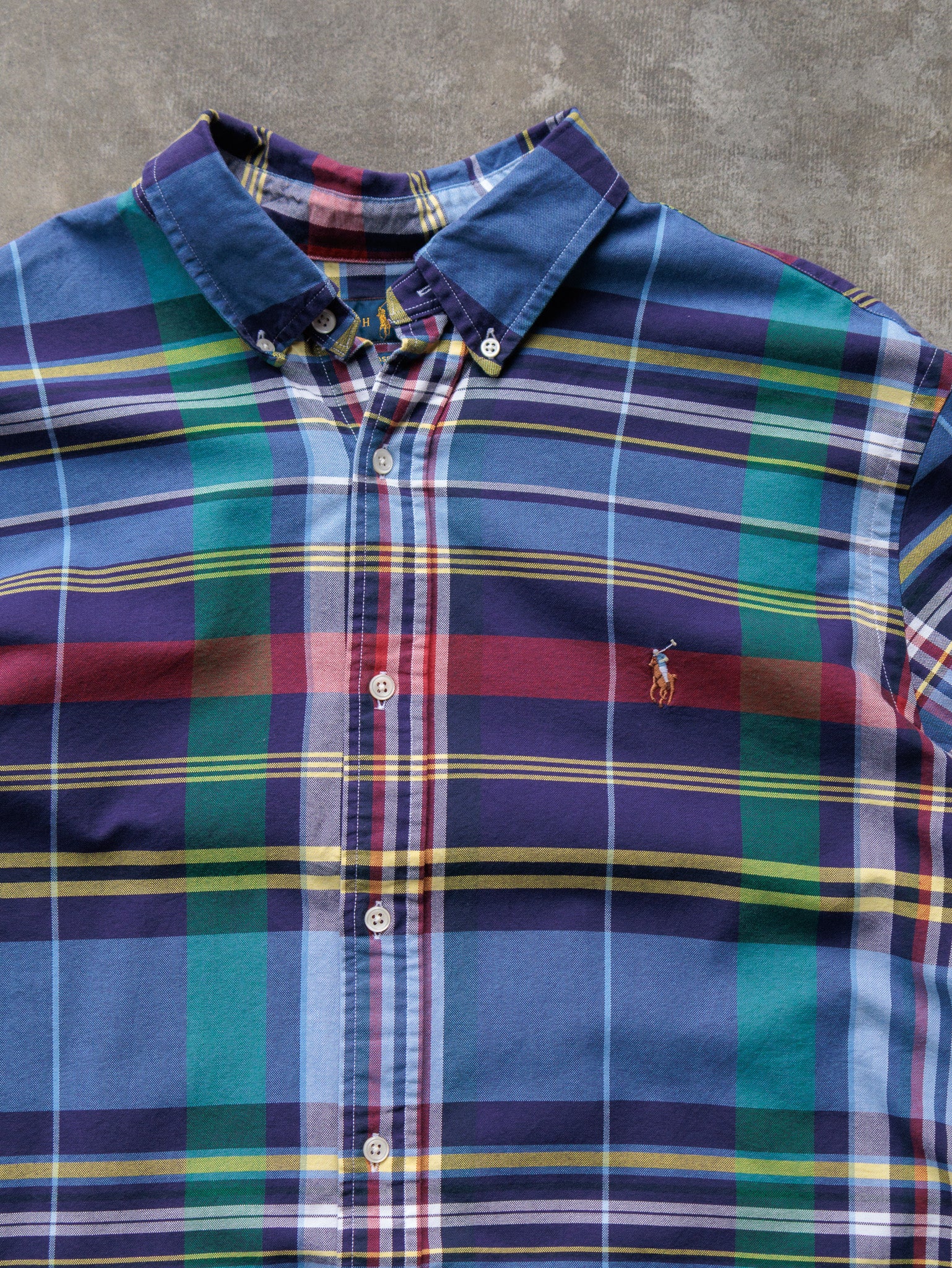 Vintage Blue Plaid Ralph Lauren Shirt (XL)