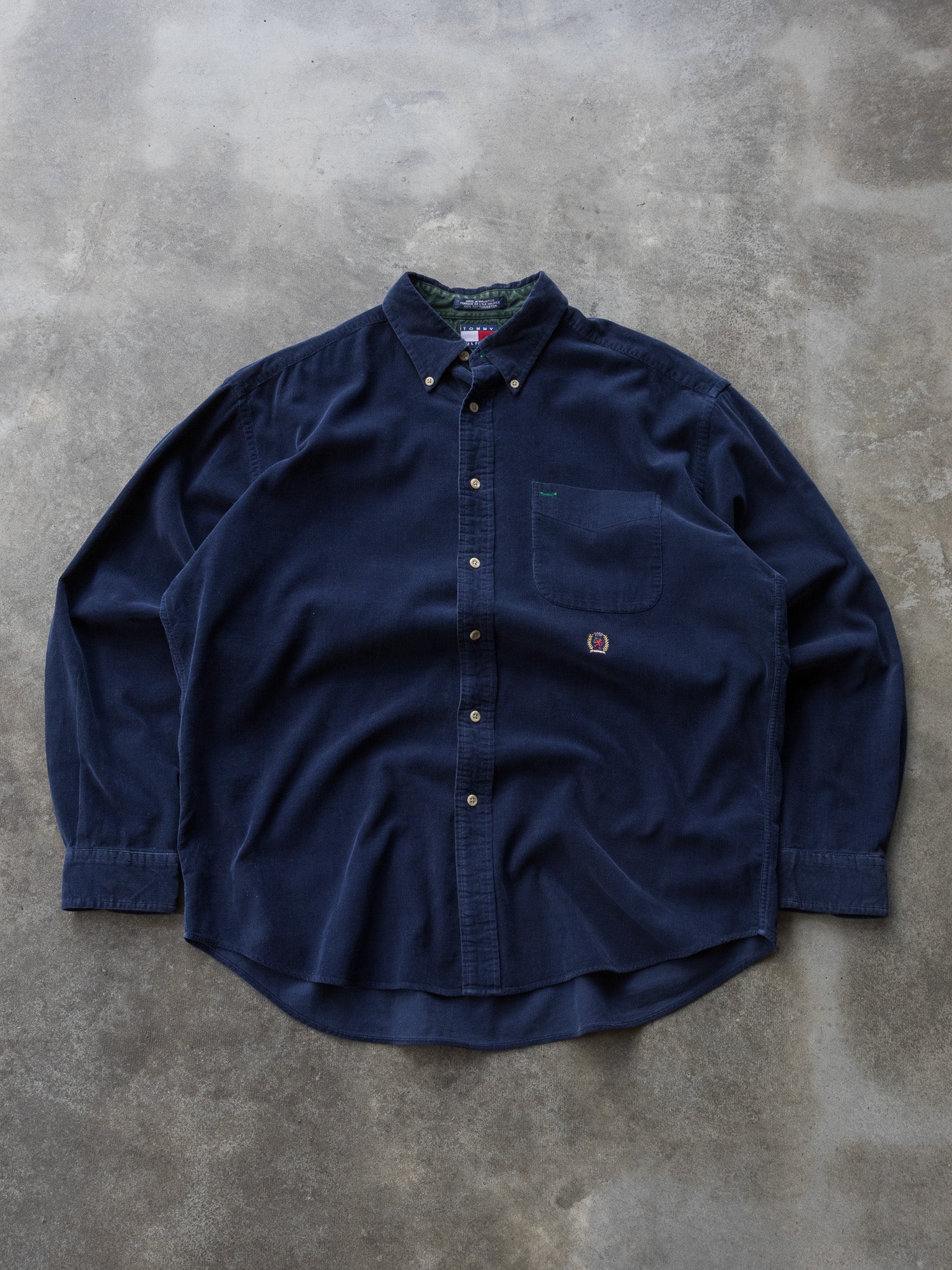 Vintage 90s Navy Tommy Hilfiger Corduroy Shirt (L)