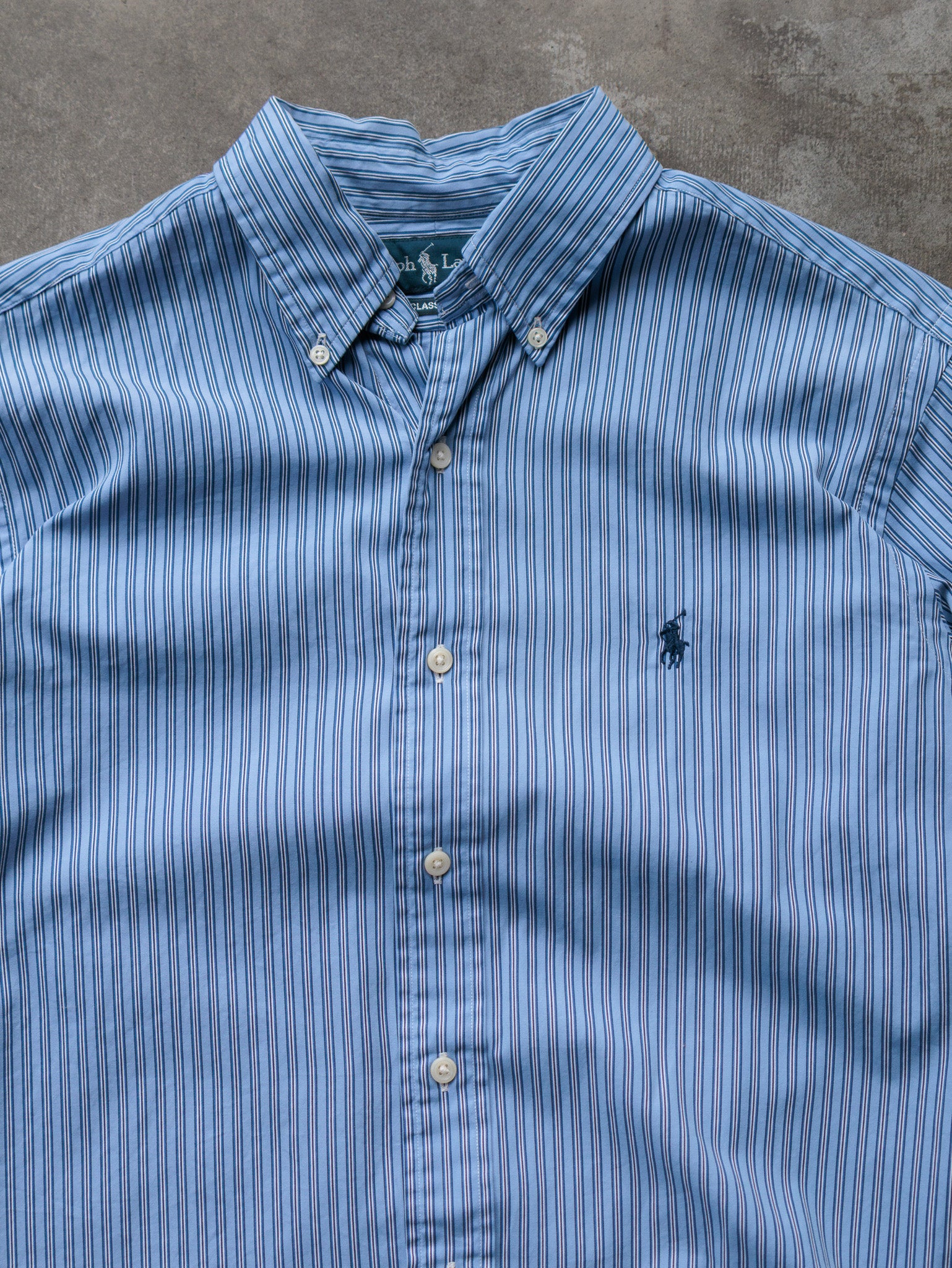 Vintage 00s Blue Striped Ralph Lauren Shirt (M)