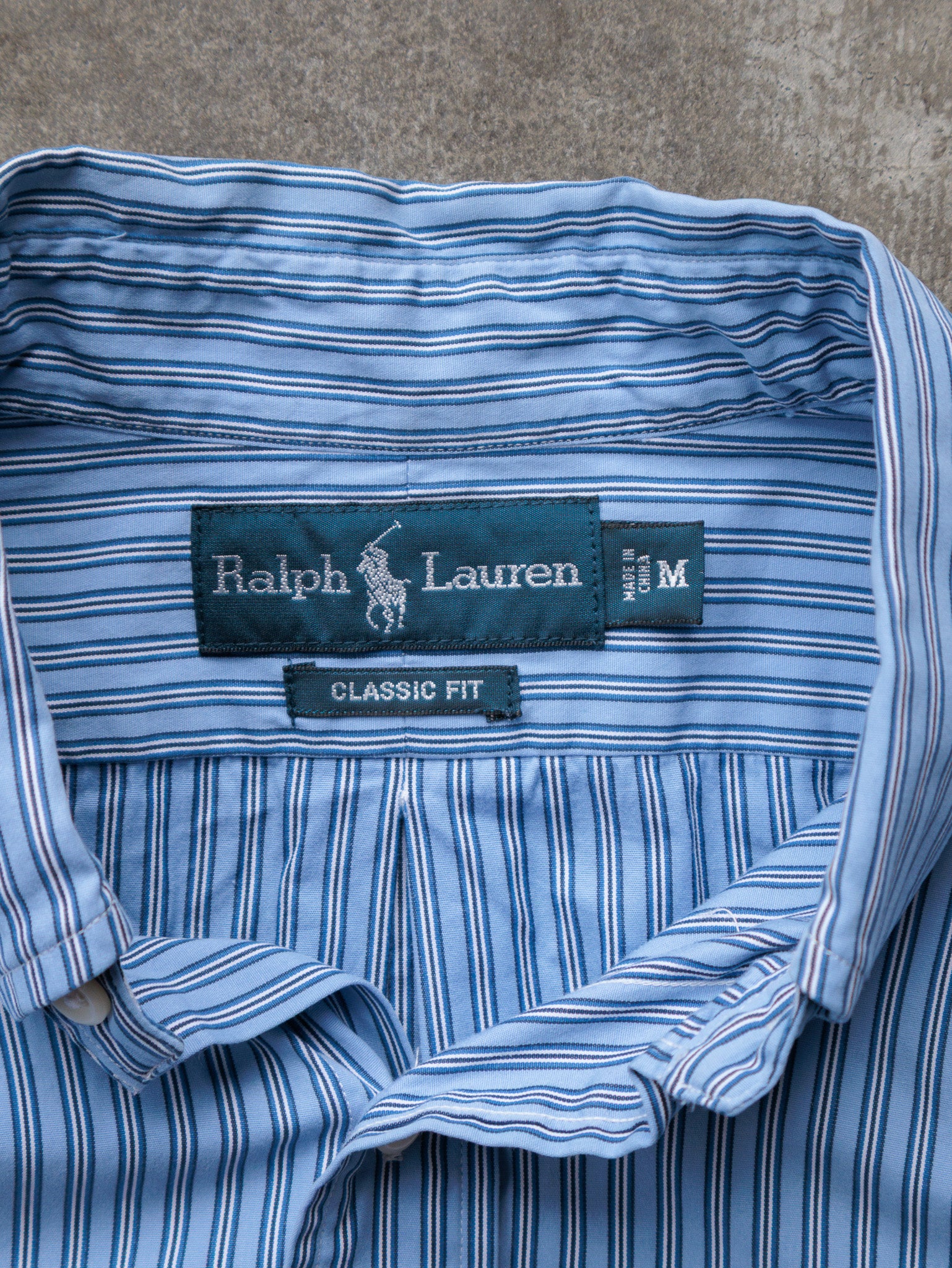 Vintage 00s Blue Striped Ralph Lauren Shirt (M)