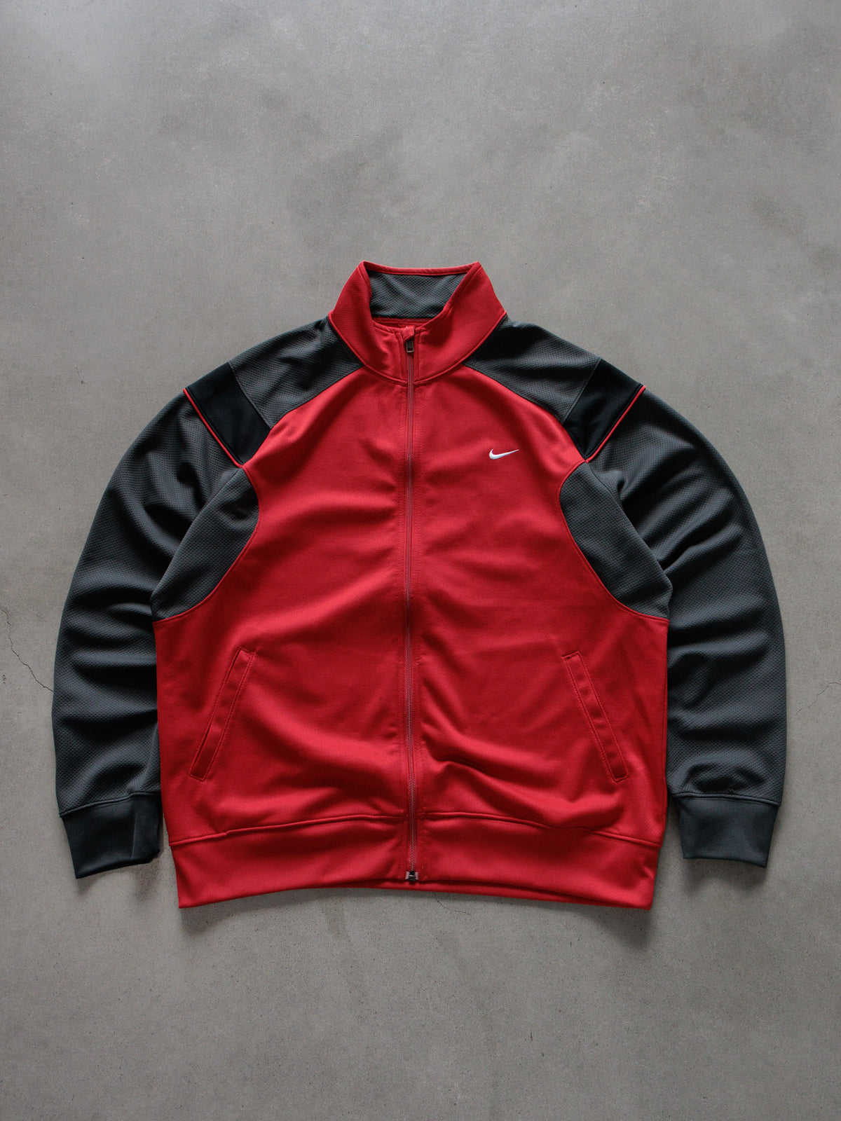 Vintage 00s Red Nike Mesh Colourblock Track Jacket (XL)