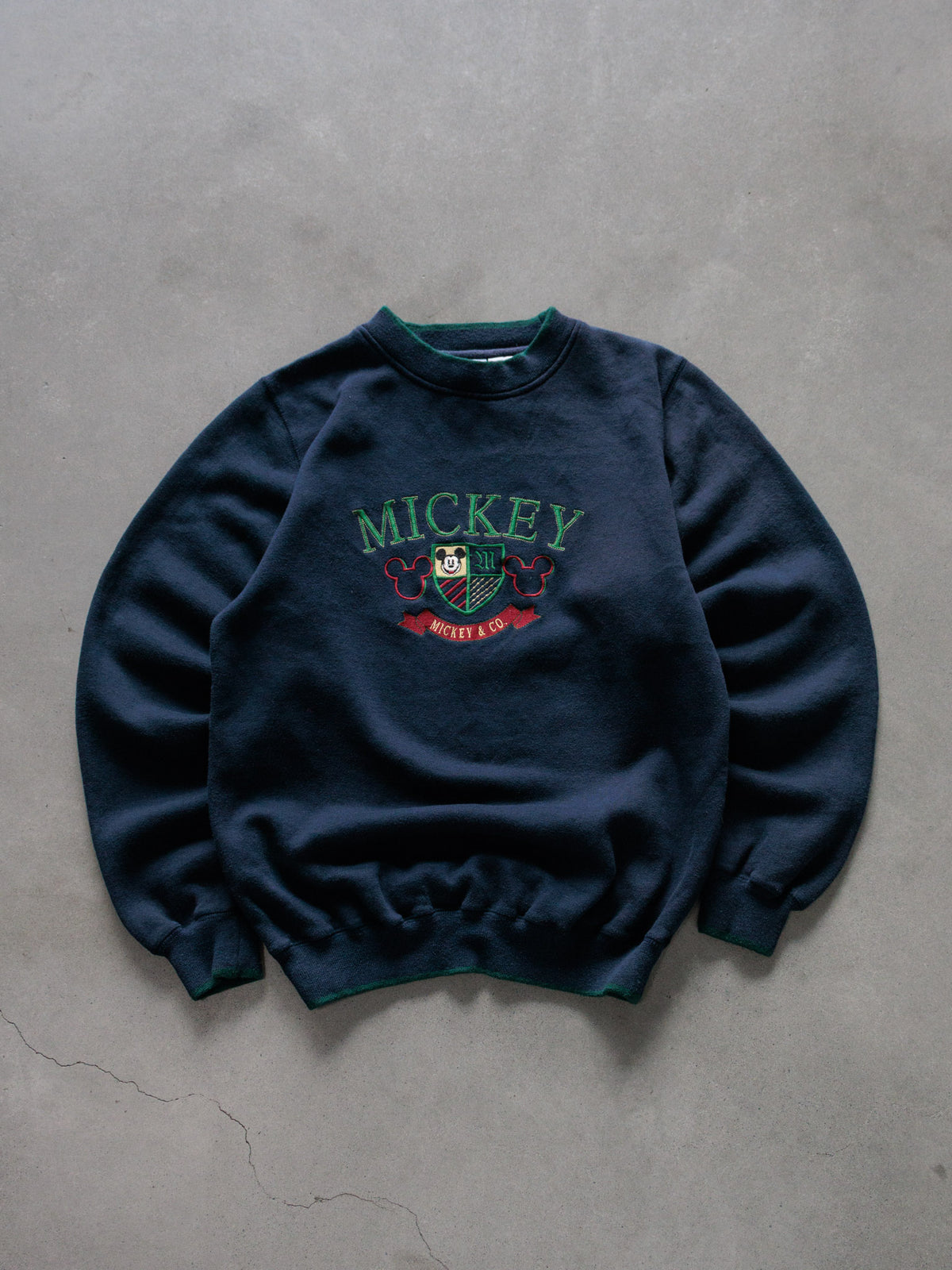 Vintage 90s Navy Mickey & Co. Disney Crest Sweatshirt (M)