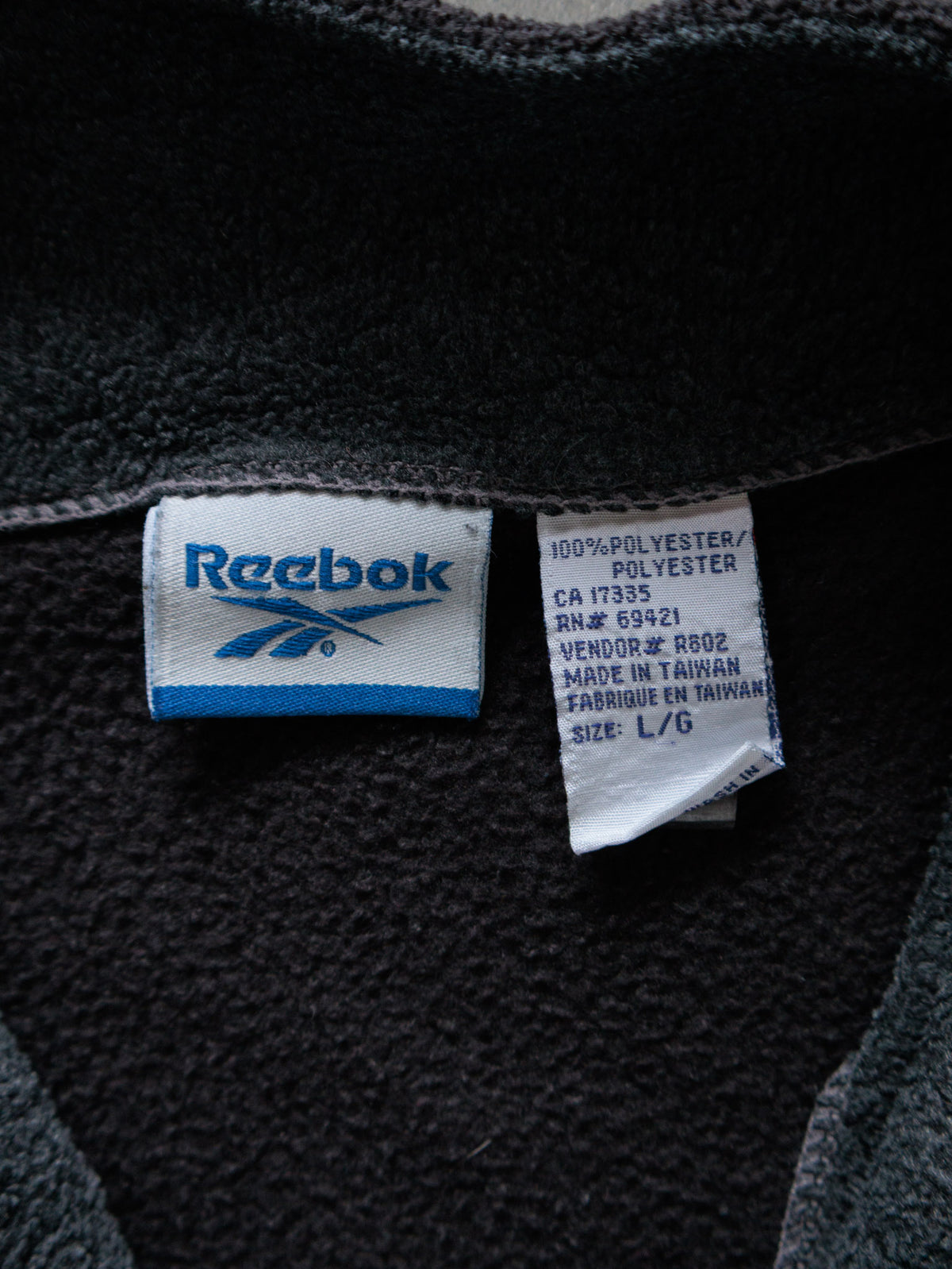 Black Reebok Colourblock Fleece Quarter Zip (L)