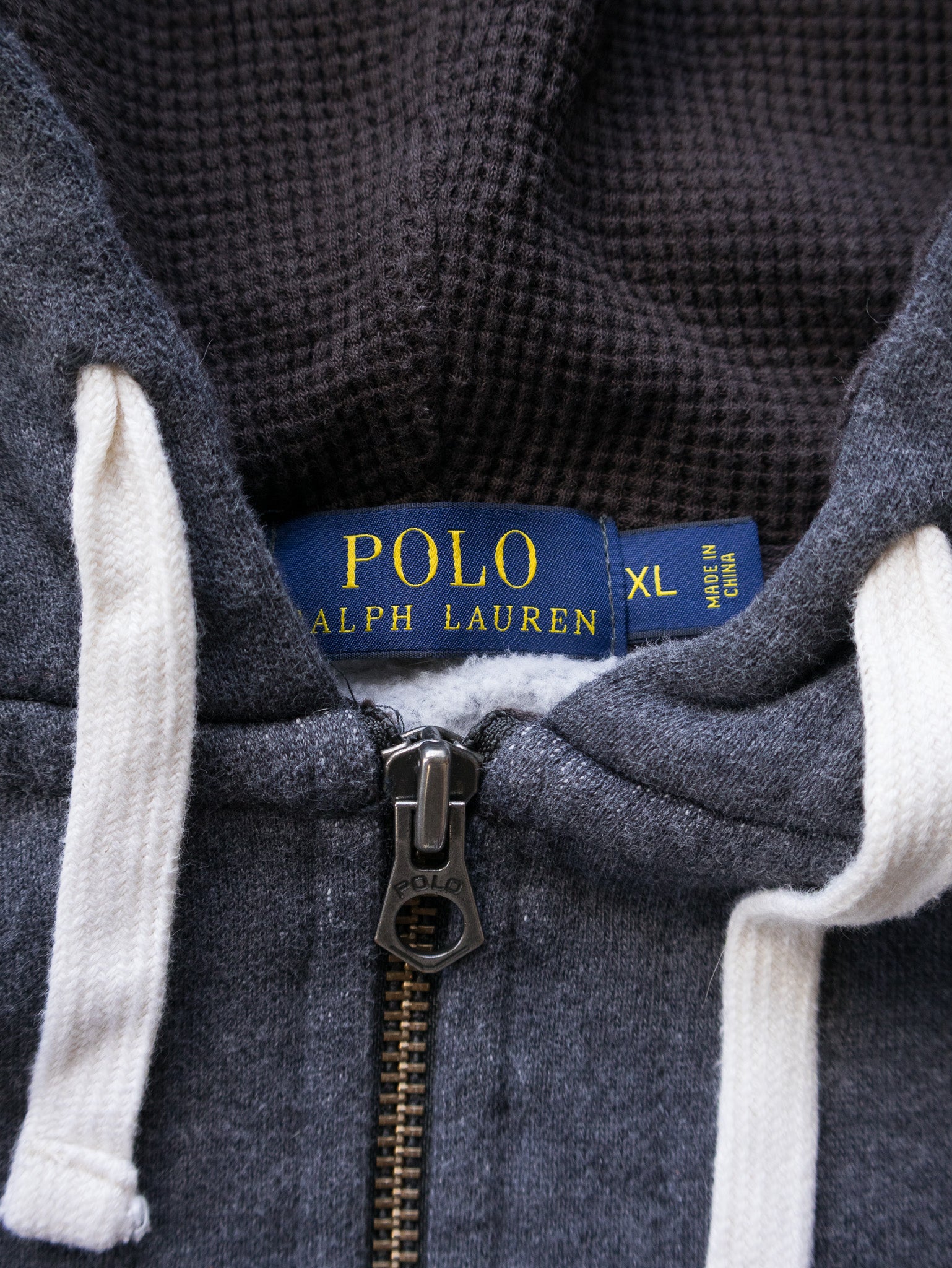 Vintage Grey Polo Ralph Lauren Zip Hoodie (XL)