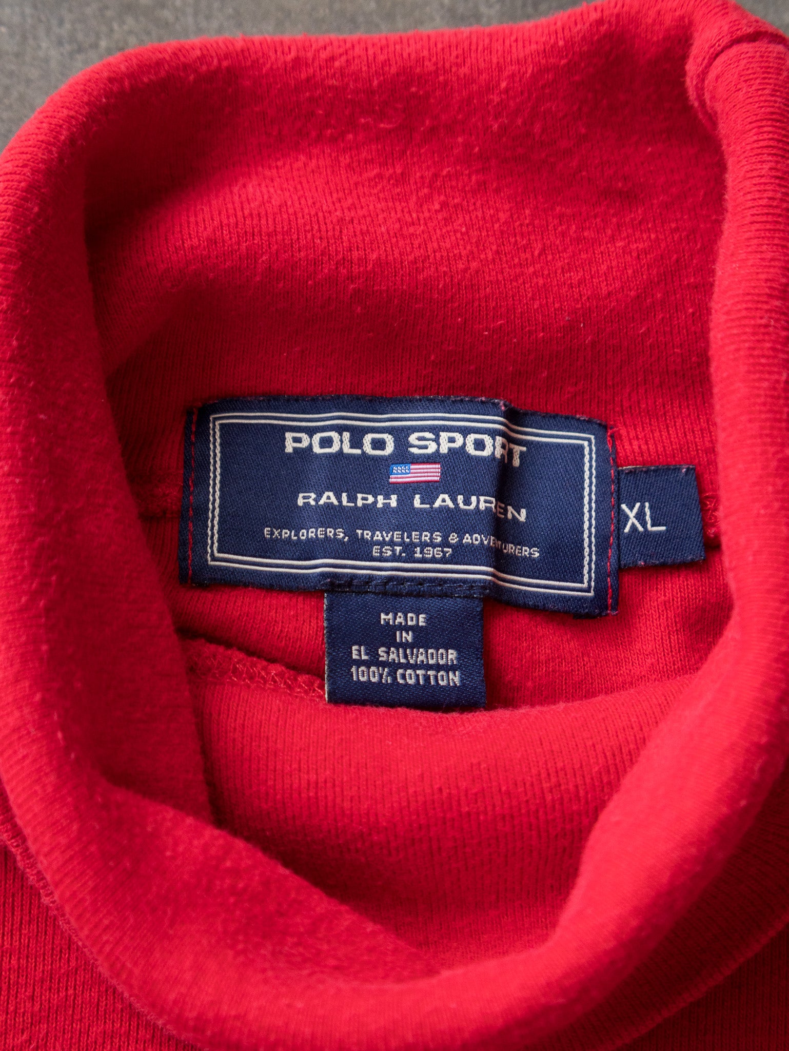 Vintage Red Polo Sport Ralph Lauren Mock Neck Long Sleeve (XL)
