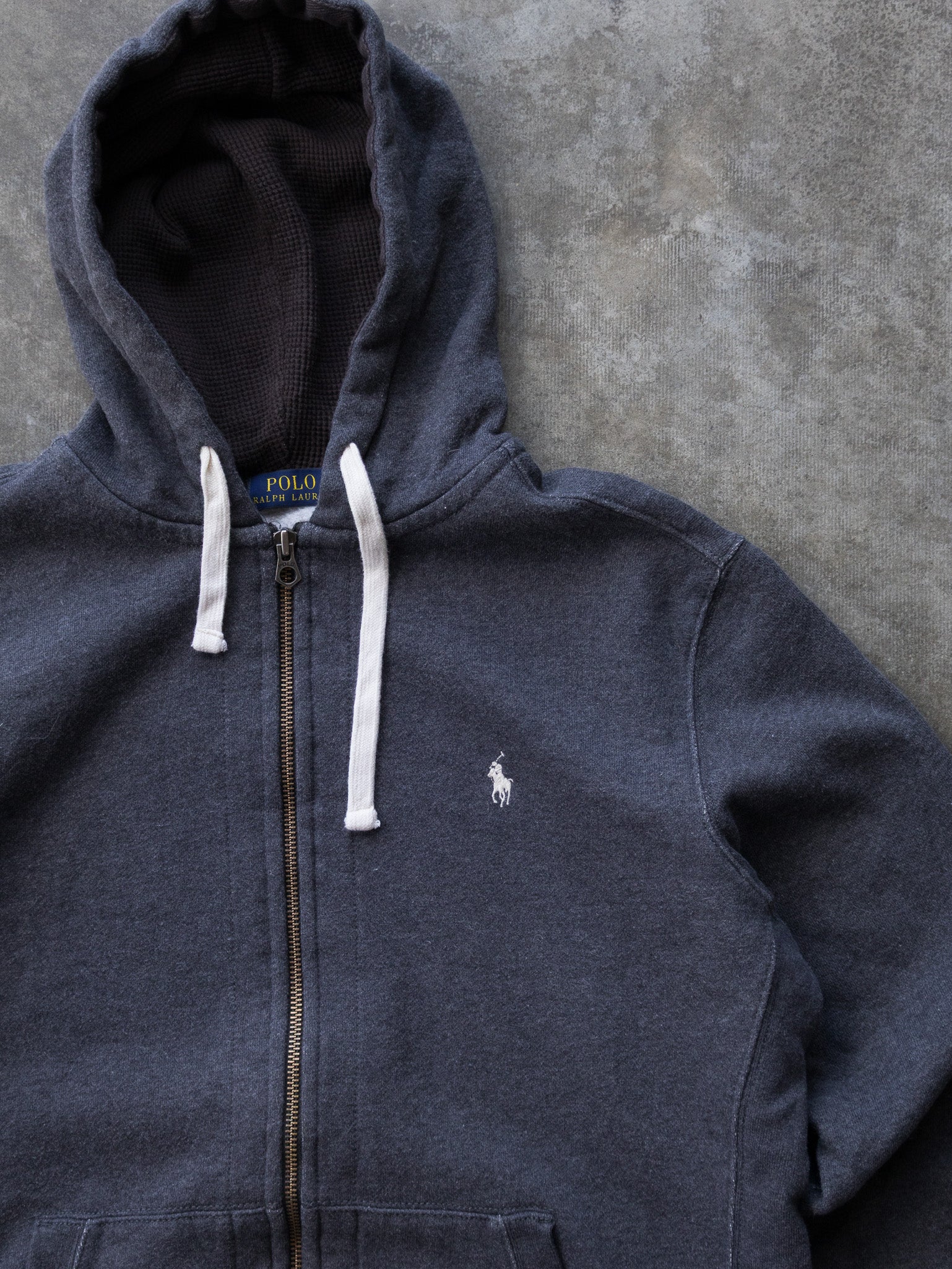 Vintage Grey Polo Ralph Lauren Zip Hoodie (XL)