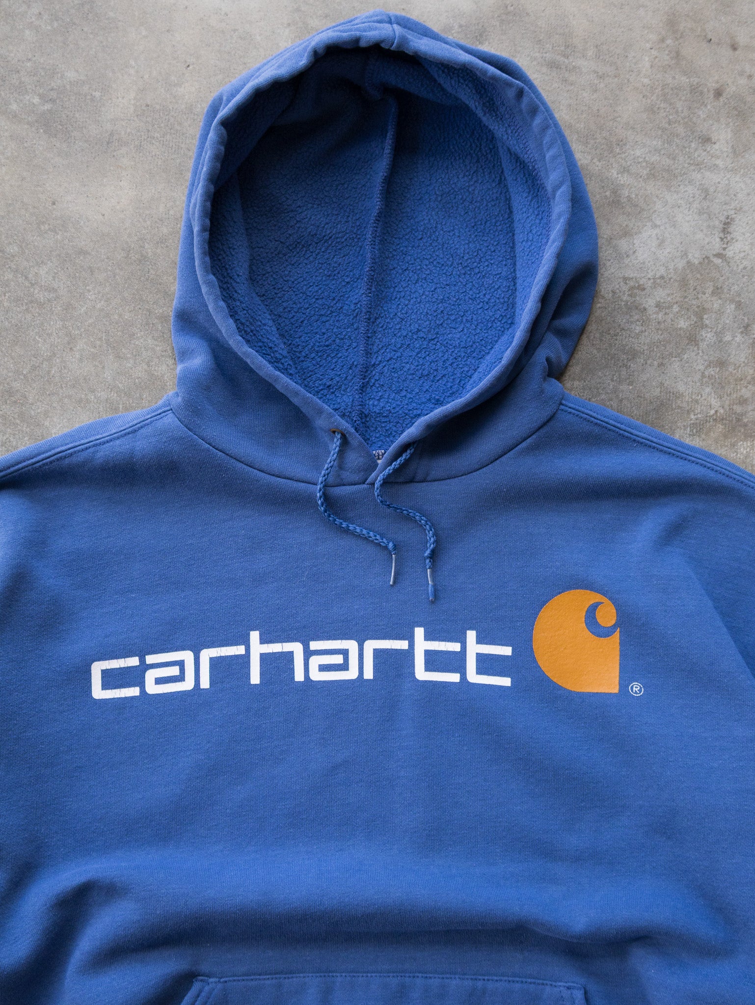 Vintage Blue Carhartt Spell Out Hoodie (L)