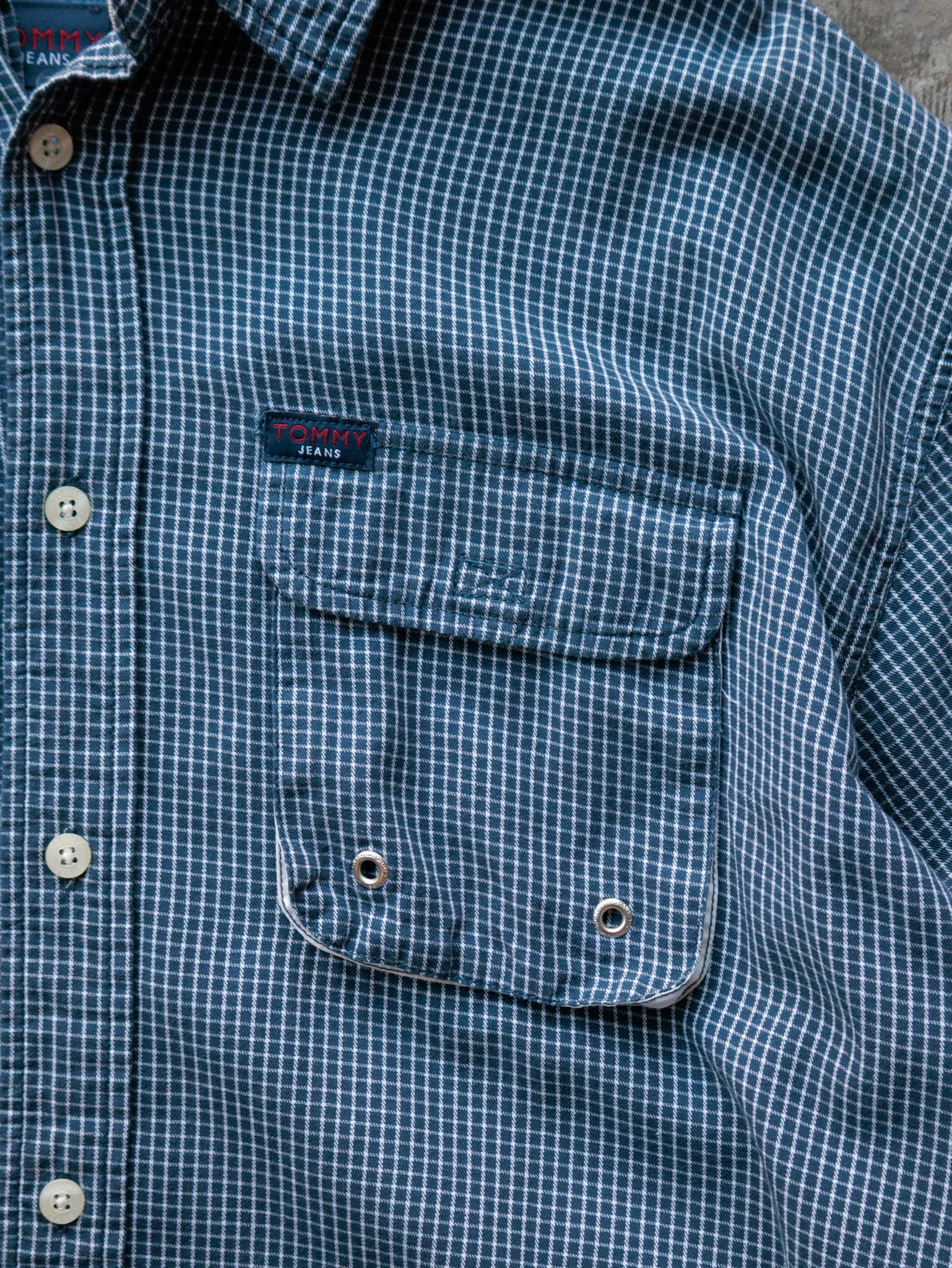 Vintage 90s Navy Tommy Jeans Long Sleeve Shirt (L)