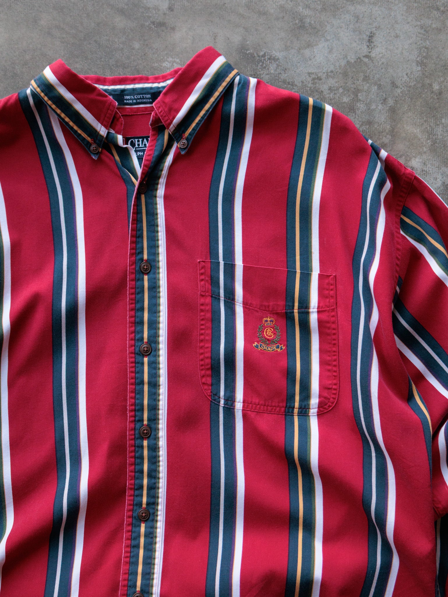 Vintage 00s Red Chaps Ralph Lauren Striped Shirt (L)