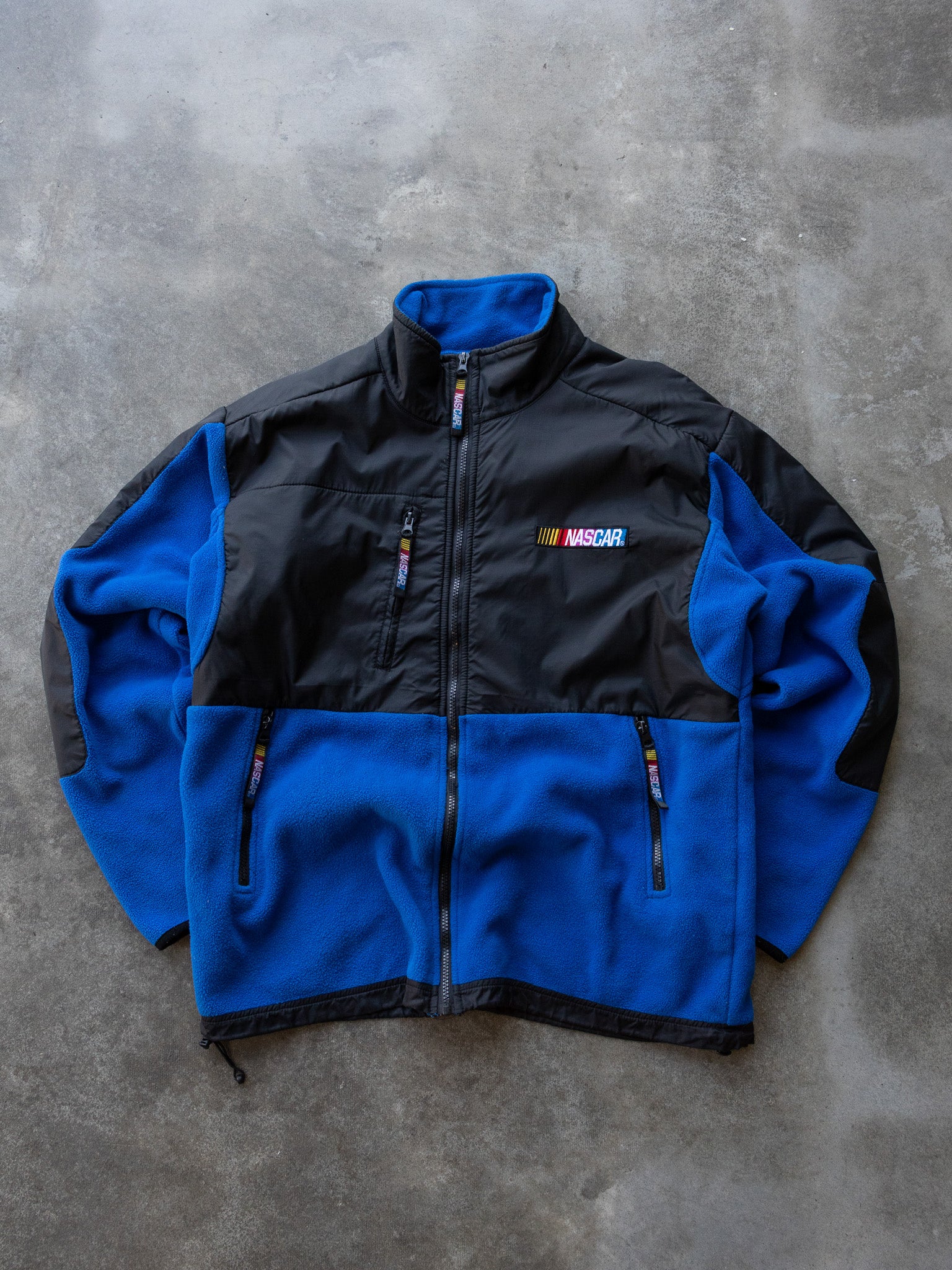 Vintage 00s Blue & Black NASCAR Fleece Jacket (L)
