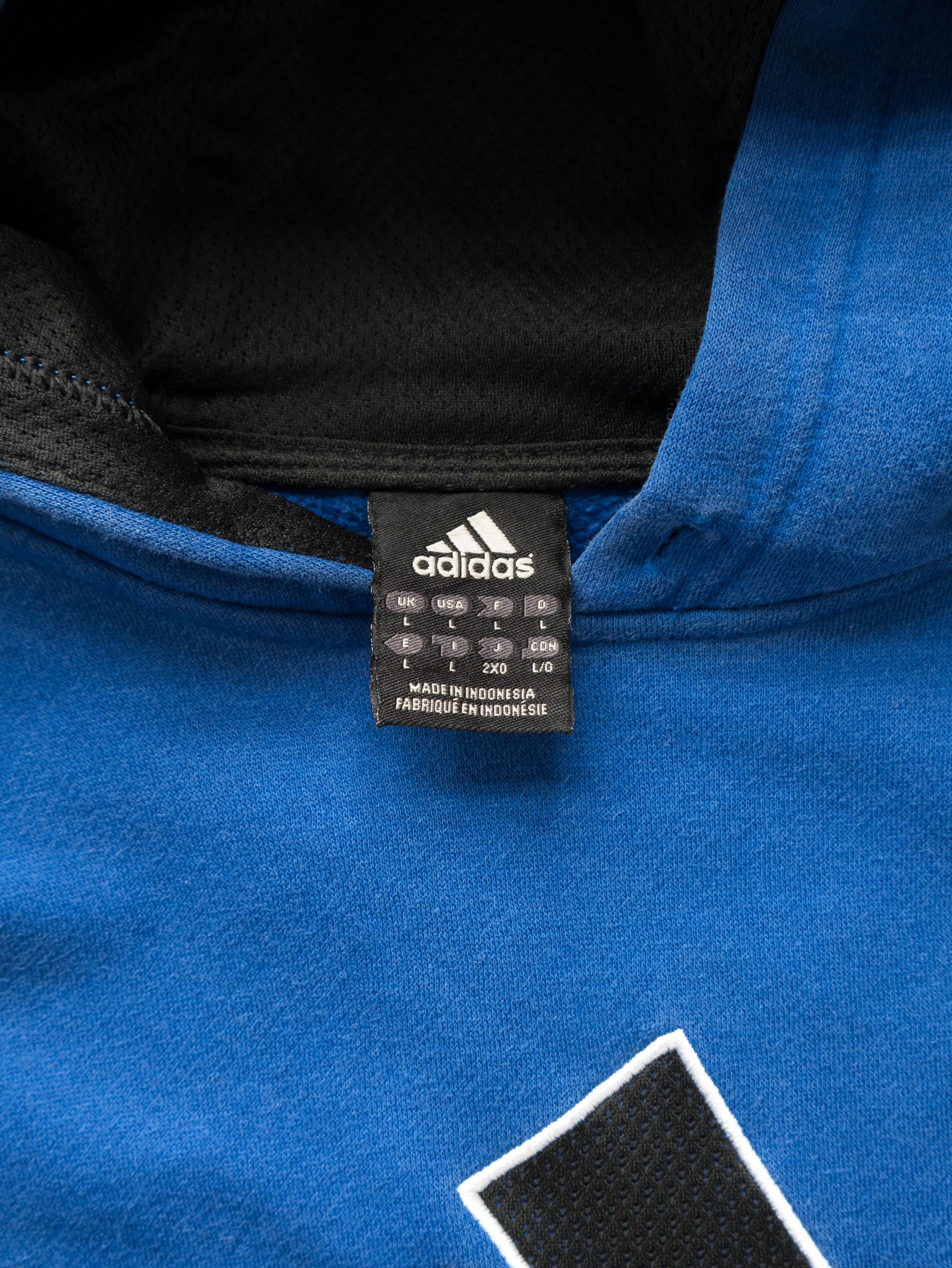 Vintage Blue Adidas 3-Stripe Hoodie (L)
