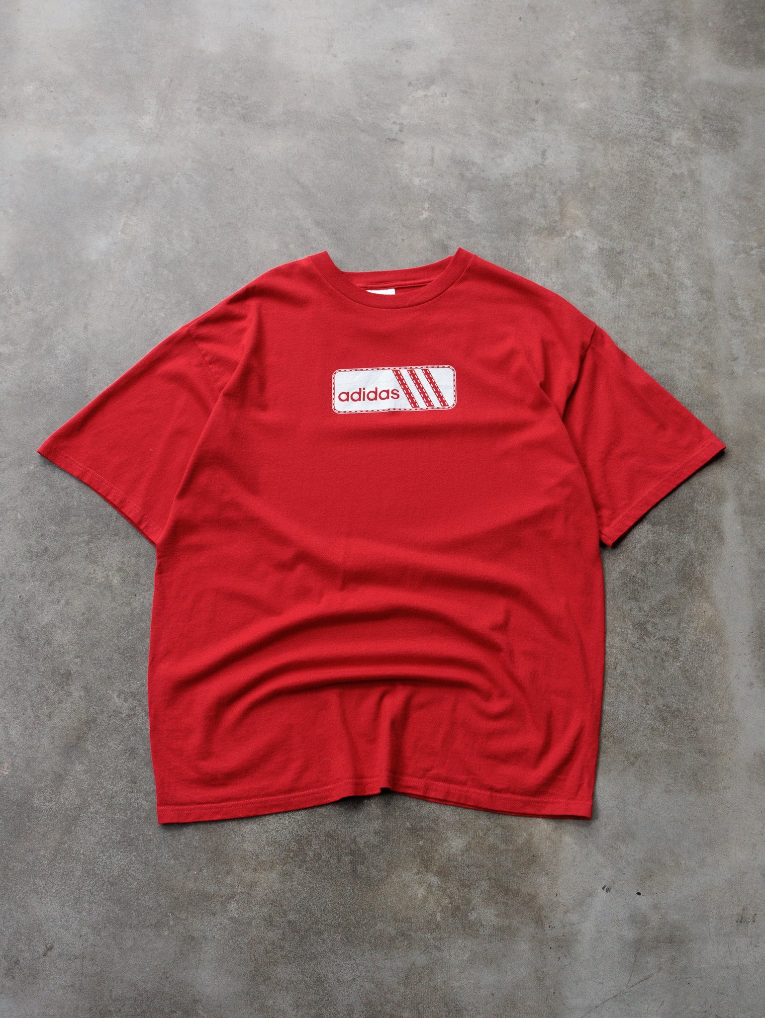 Vintage 00s Red Adidas Logo Tee (L)