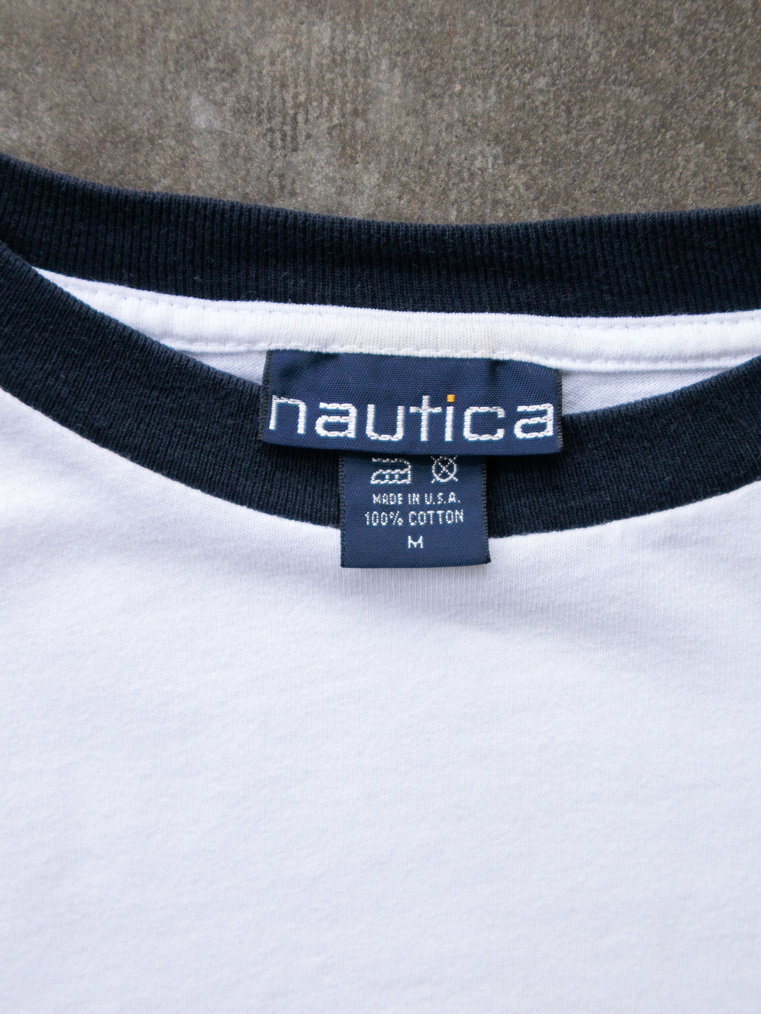 Vintage 90s White Nautica Long Sleeve Tee (M)