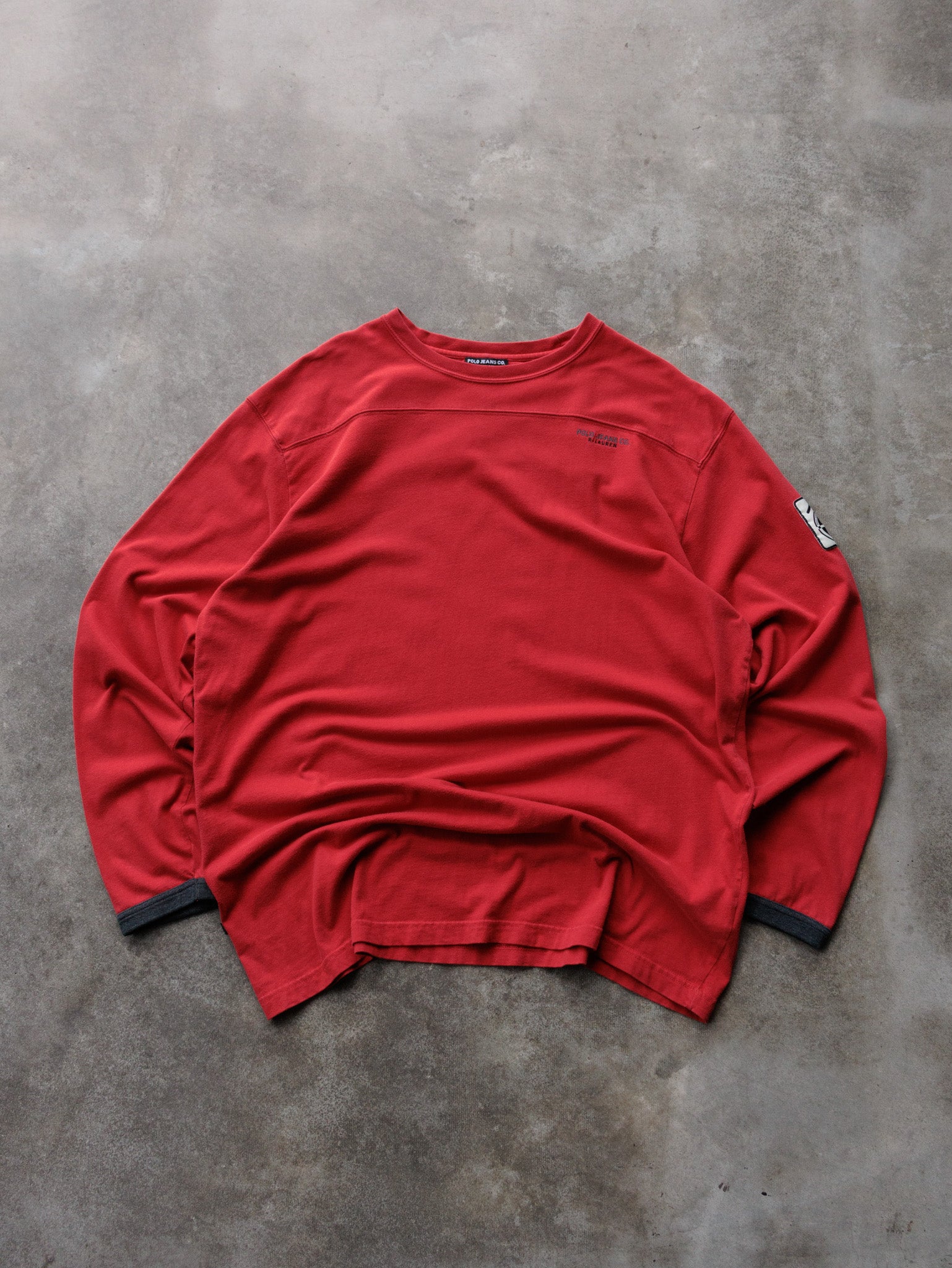 Vintage 90s Red Polo Jeans Co Long Sleeve Tee (L)