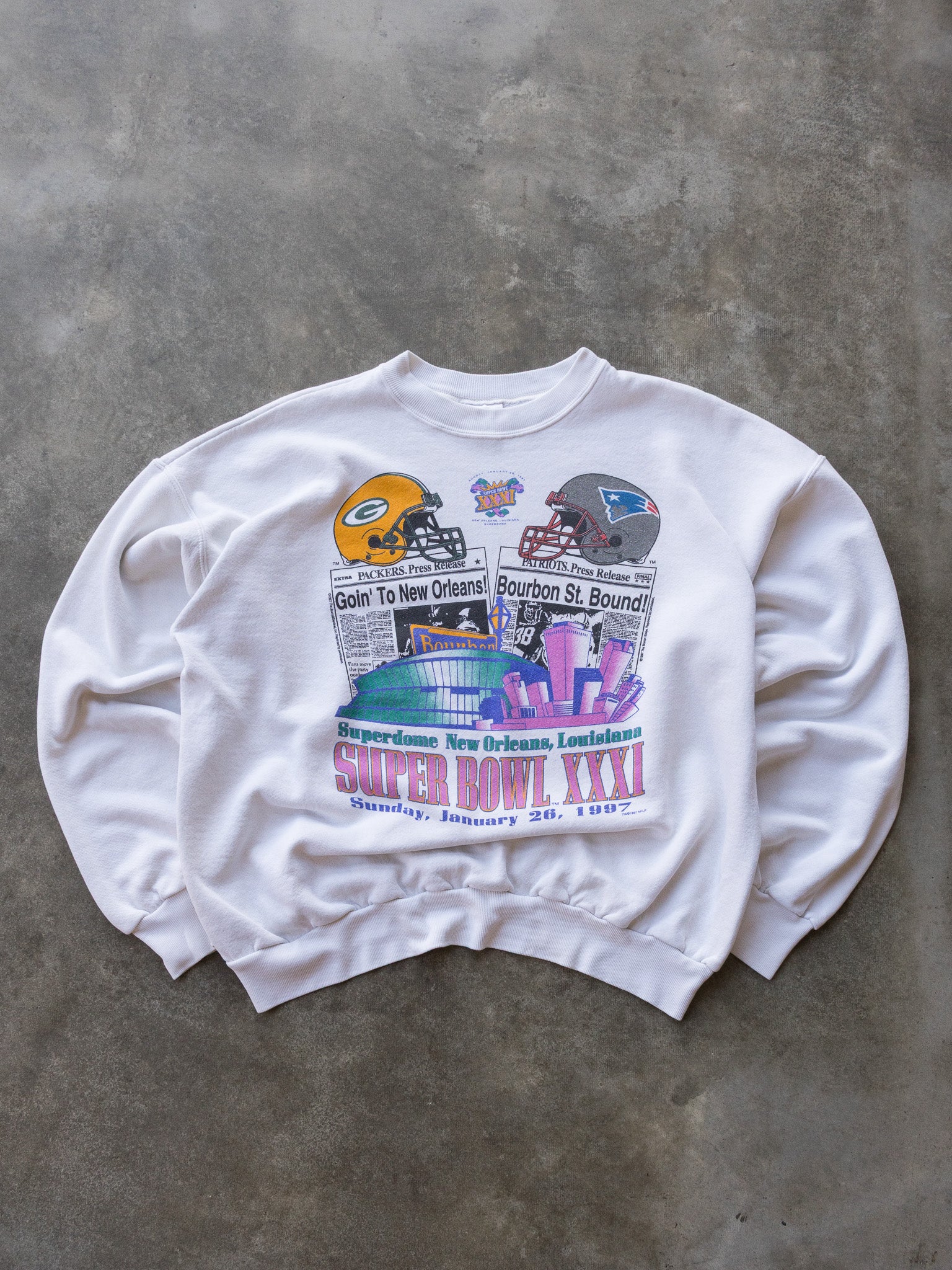 Vintage 1997 Super Bowl Packers vs Patriots Sweatshirt (2XL)