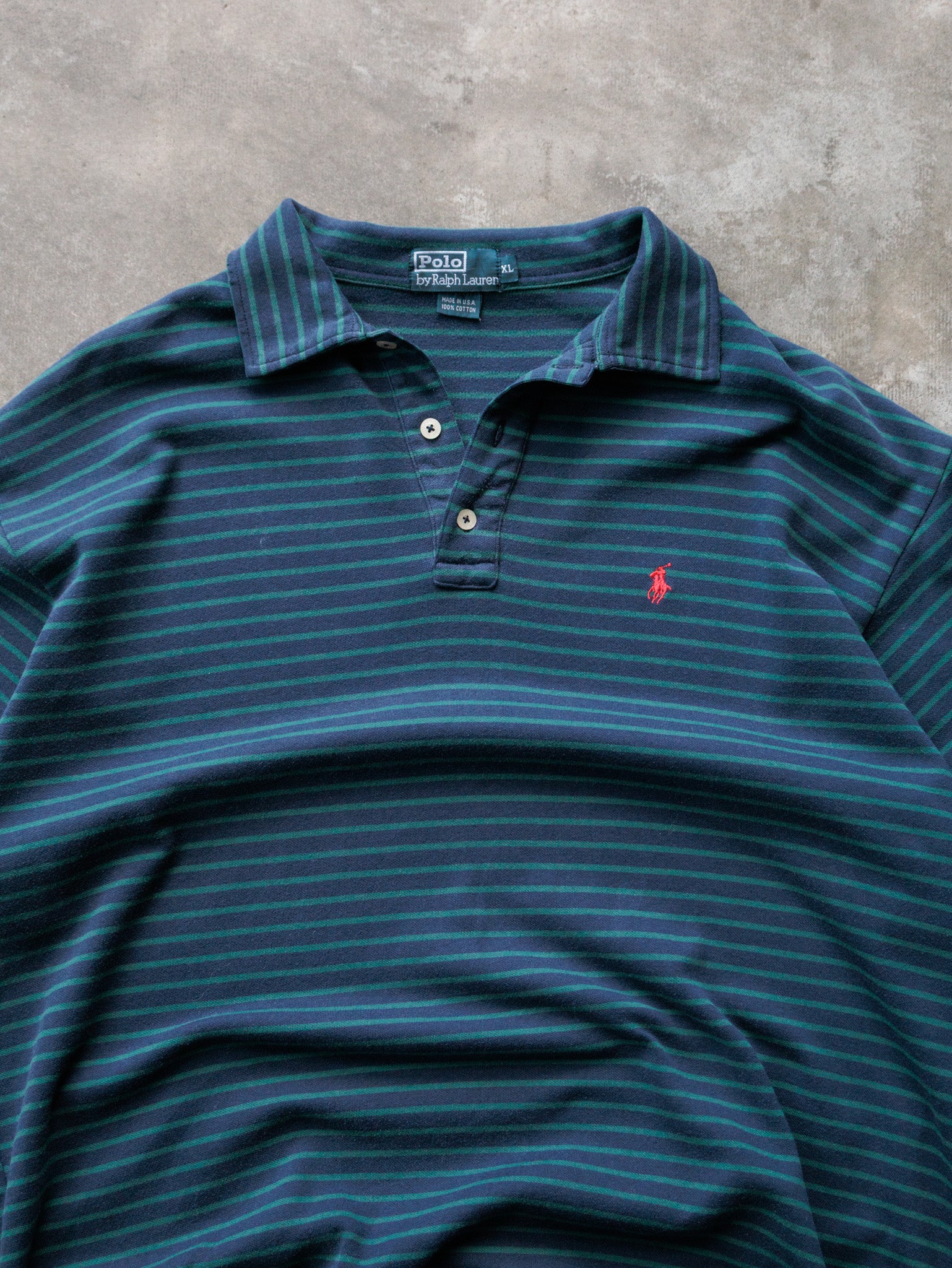 Vintage 90s Navy & Green Polo Ralph Lauren Short Sleeve Shirt (XL)