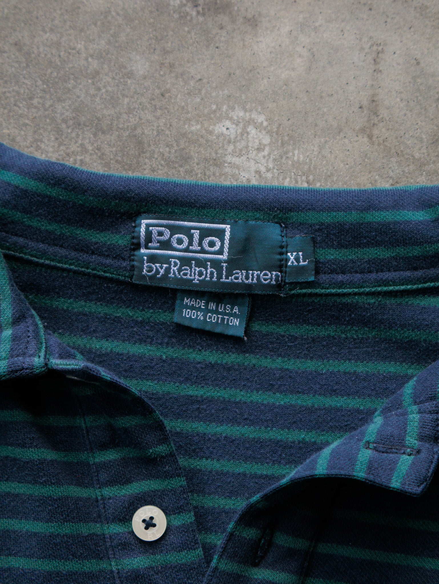 Vintage 90s Navy & Green Polo Ralph Lauren Short Sleeve Shirt (XL)