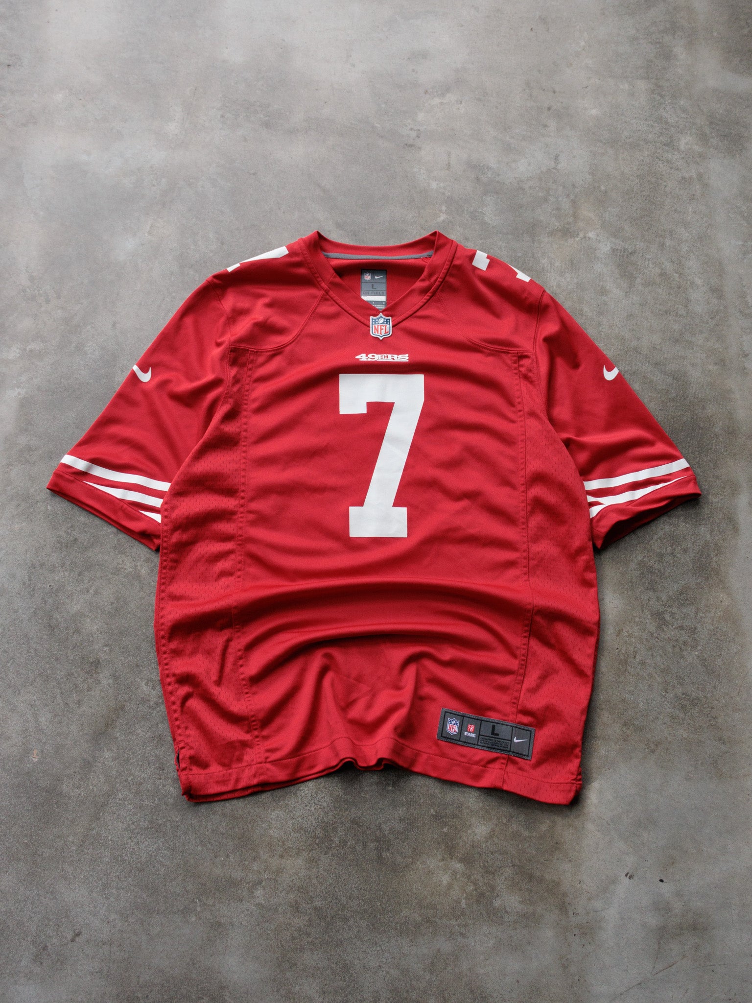Red Nike San Francisco 49ers Kaepernick Jersey (L)
