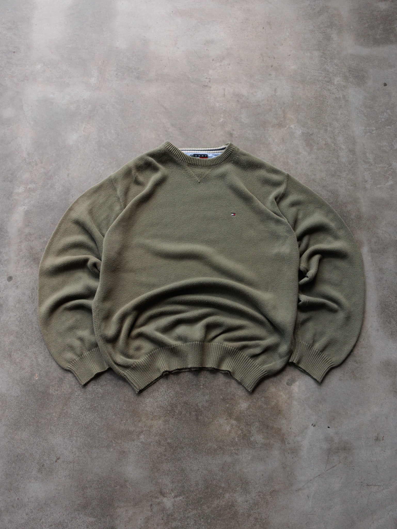 Vintage 00s Green Tommy Hilfiger Knit Sweater (XL)