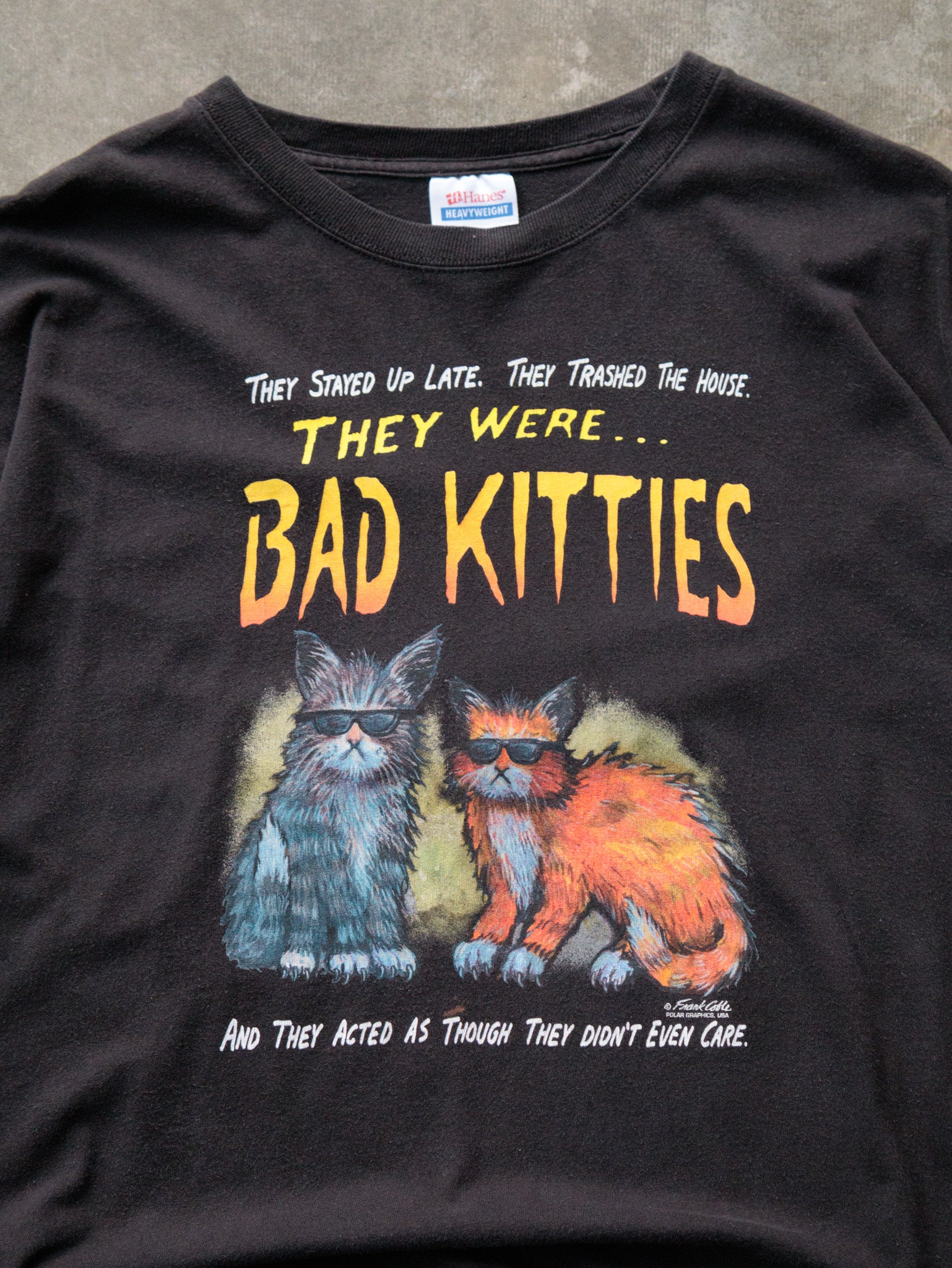 Vintage Black Bad Kitties Graphic Tee (XL)